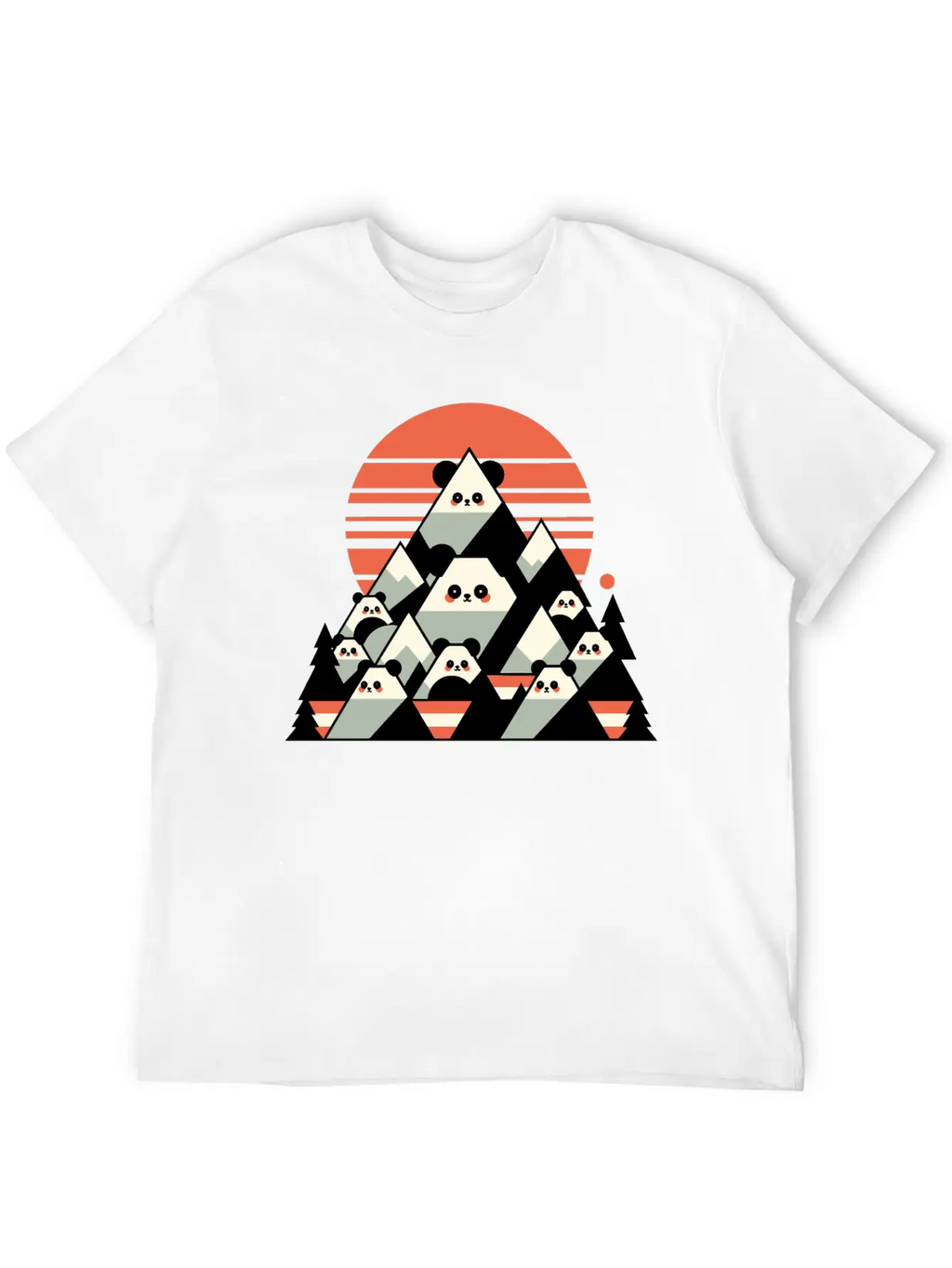 Geometric Pandas Mountain Relaxed Everyday Tee – Lightweight And Durable Cotton