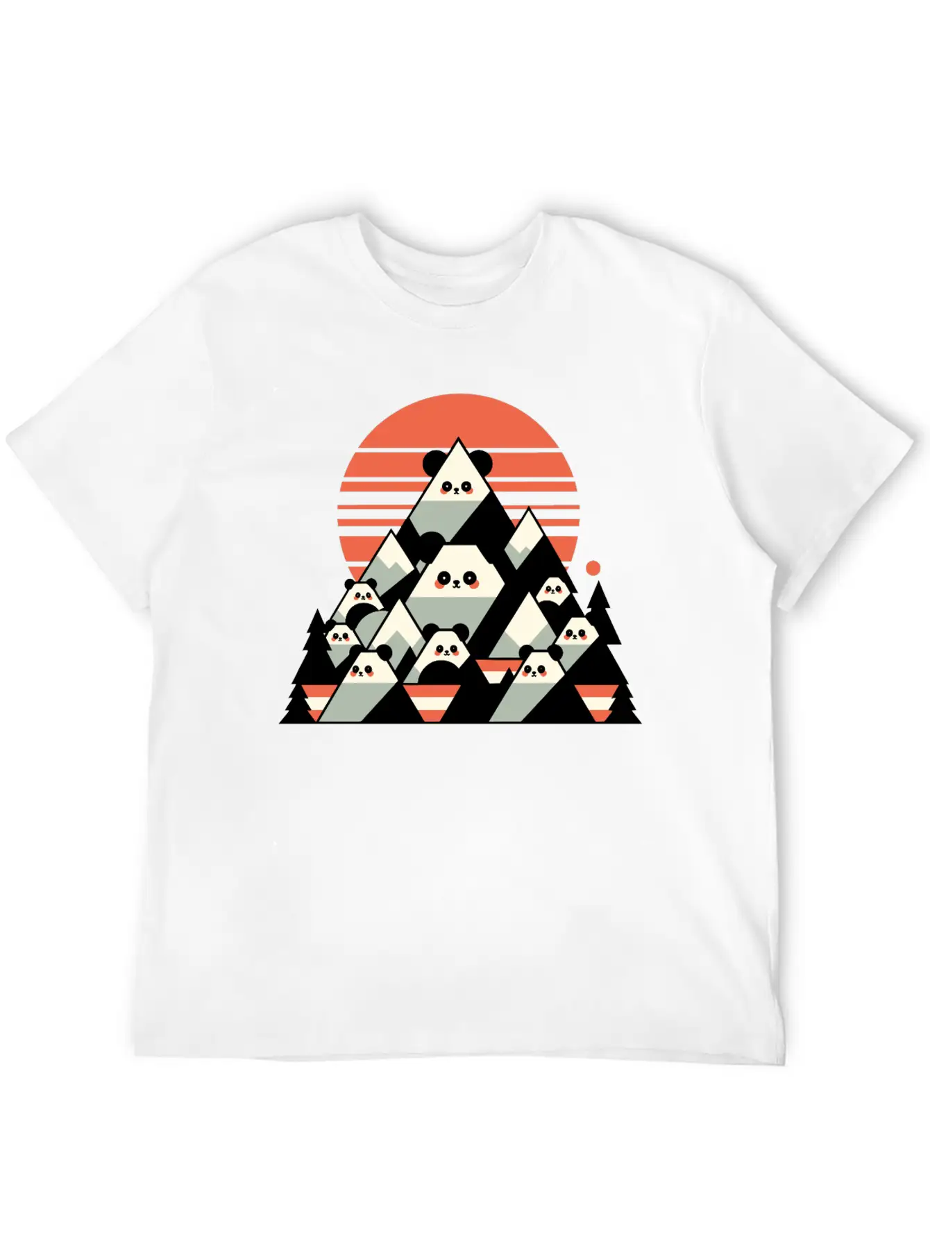 Geometric Pandas Mountain Relaxed Everyday Tee – Lightweight And Durable Cotton