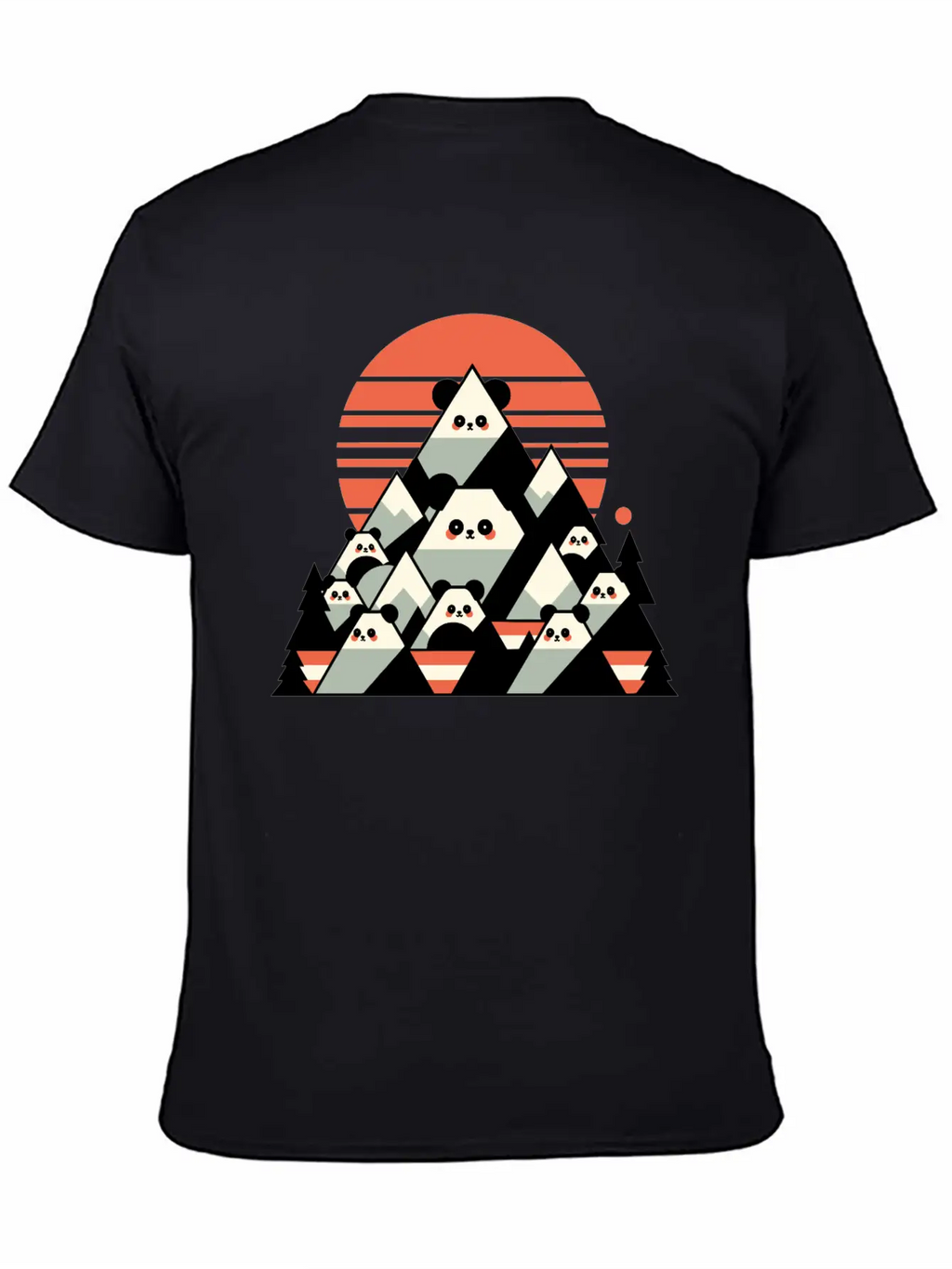 Geometric Pandas Mountain Relaxed Everyday Tee – Lightweight And Durable Cotton