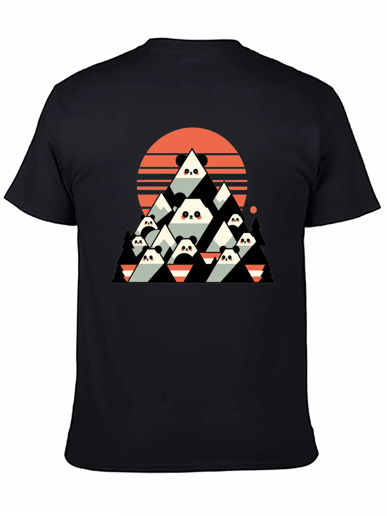 Geometric Pandas Mountain Relaxed Everyday Tee – Lightweight And Durable Cotton