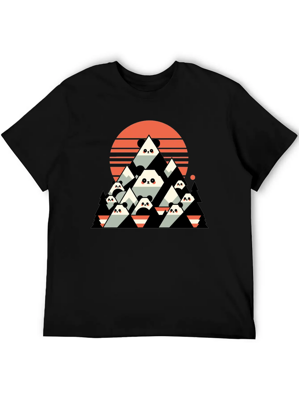 Geometric Pandas Mountain Relaxed Everyday Tee – Lightweight And Durable Cotton