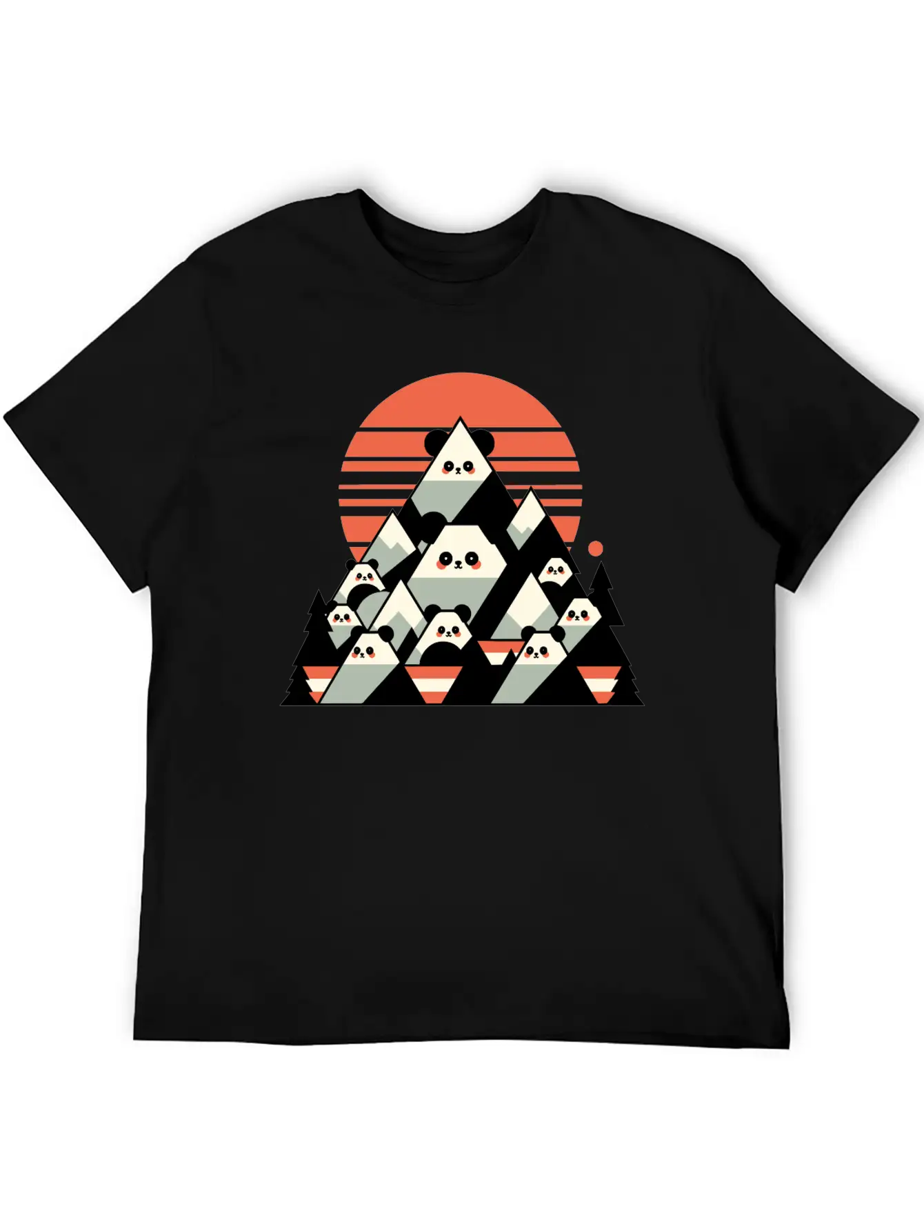 Geometric Pandas Mountain Relaxed Everyday Tee – Lightweight And Durable Cotton