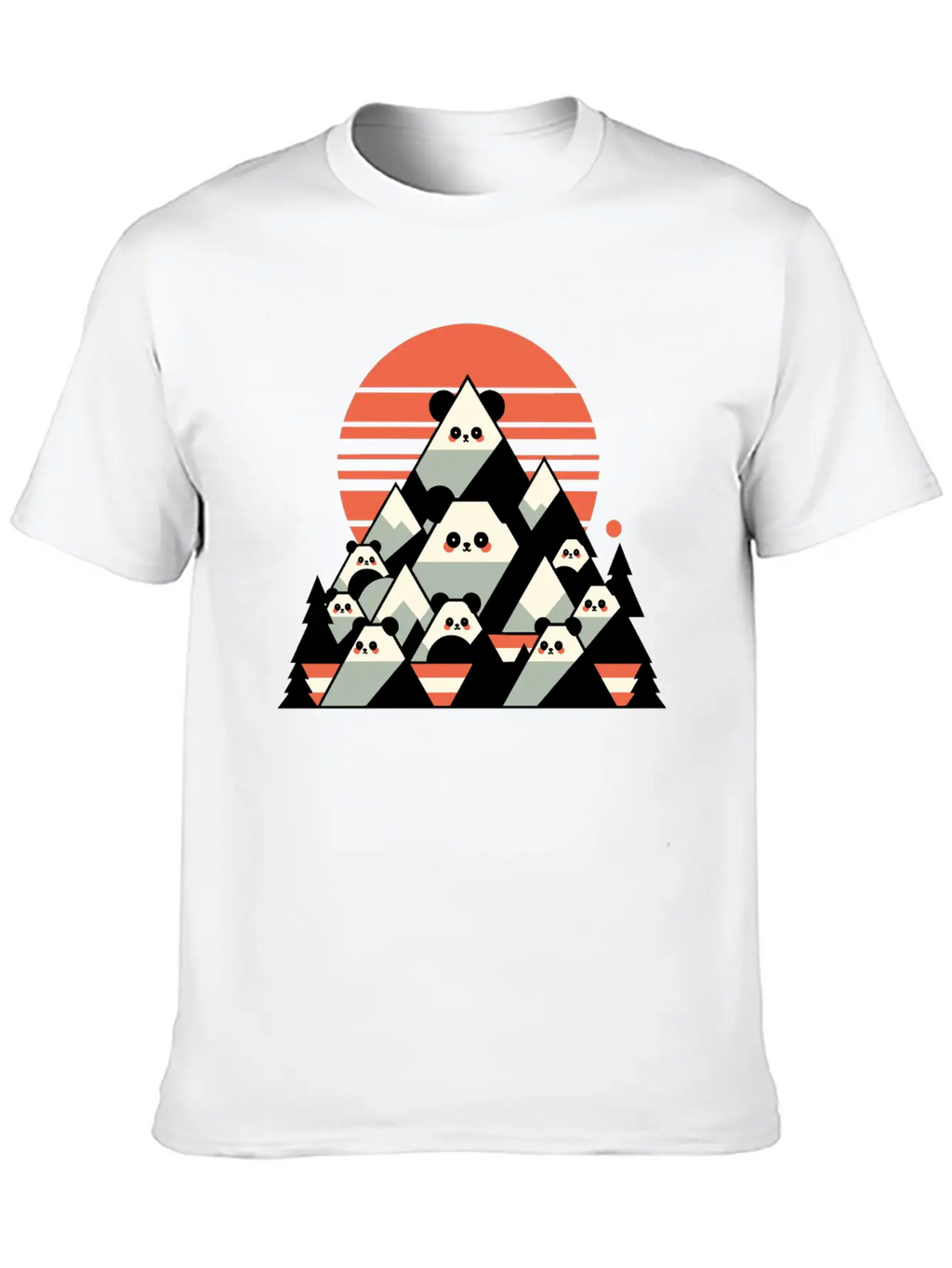 Geometric Pandas Mountain Relaxed Everyday Tee – Lightweight And Durable Cotton