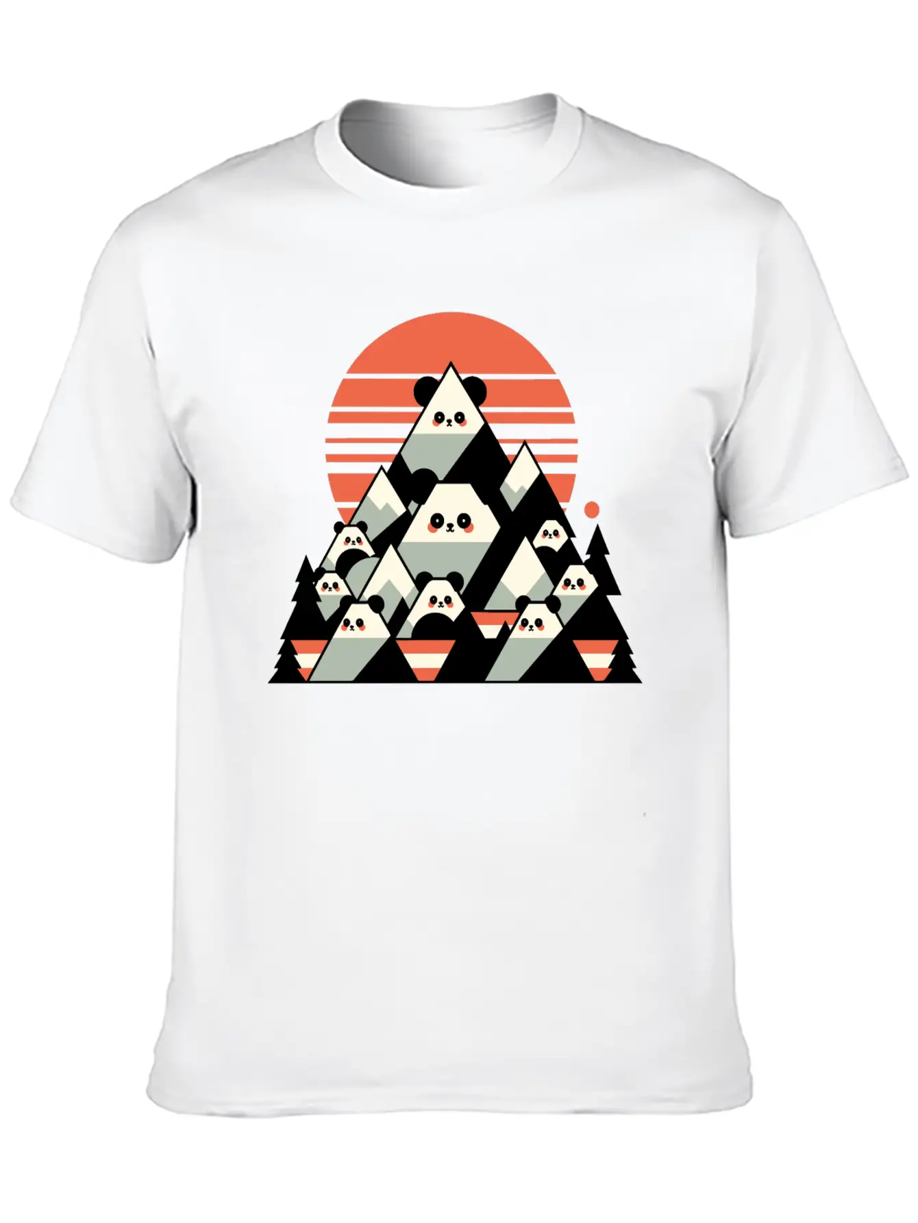 Geometric Pandas Mountain Relaxed Everyday Tee – Lightweight And Durable Cotton