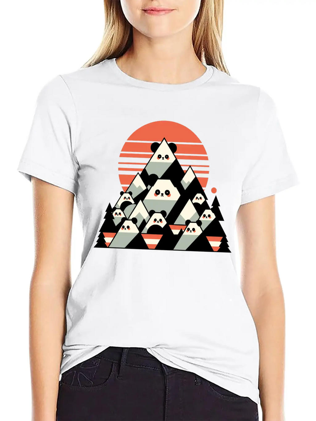 Geometric Pandas Mountain Relaxed Everyday Tee – Lightweight And Durable Cotton