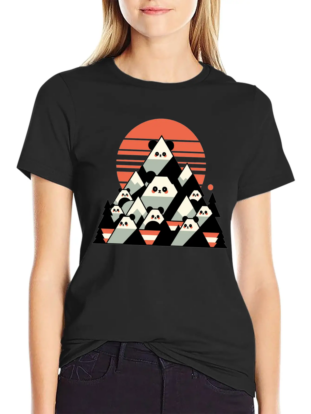 Geometric Pandas Mountain Relaxed Everyday Tee – Lightweight And Durable Cotton