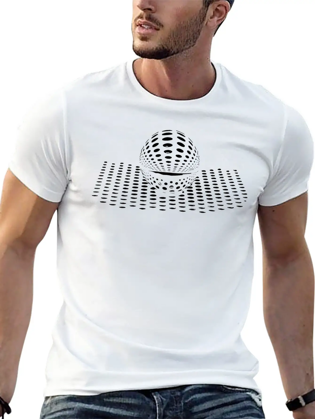 Geometric Sphere On Curved Point Surface Unisex Casual T-Shirt – Clean Design For Daily Comfort