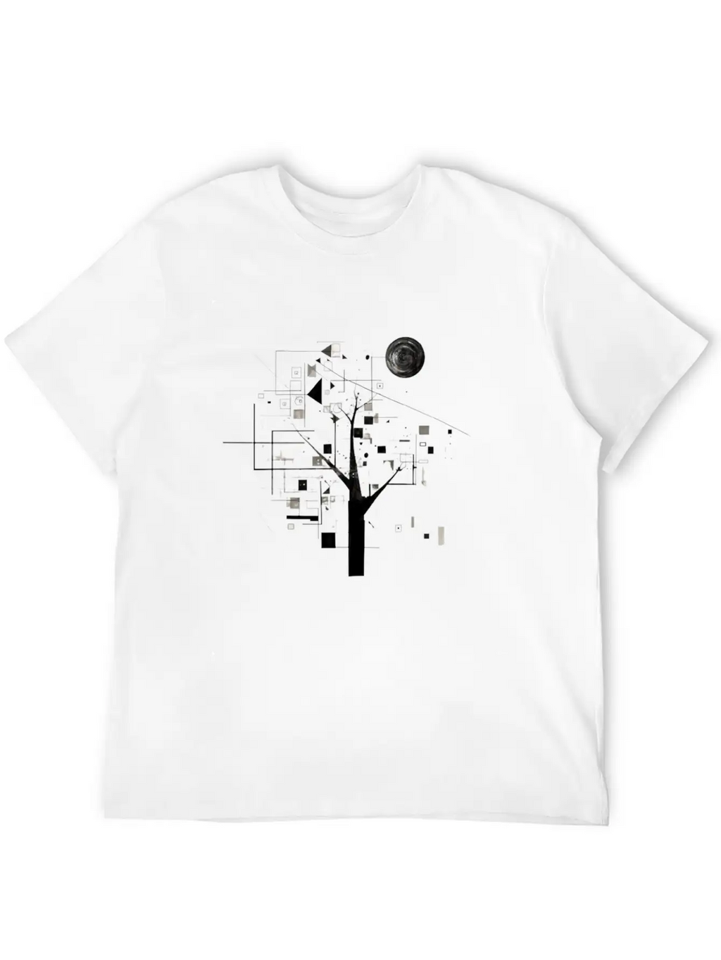 Geometric Tree Design Essential Cotton Tee For Daily Outfits – Unisex Style