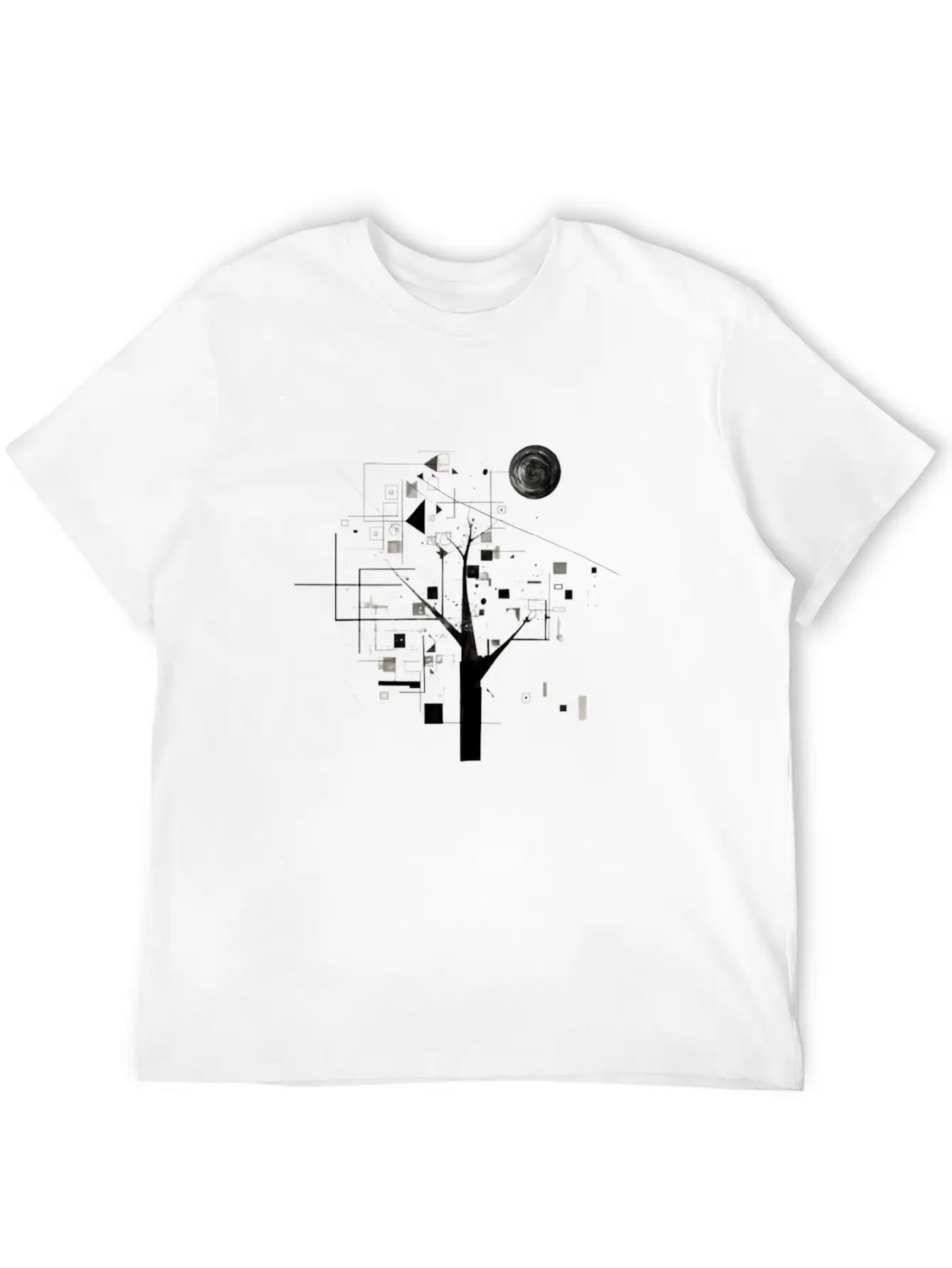 Geometric Tree Design Essential Cotton Tee For Daily Outfits – Unisex Style