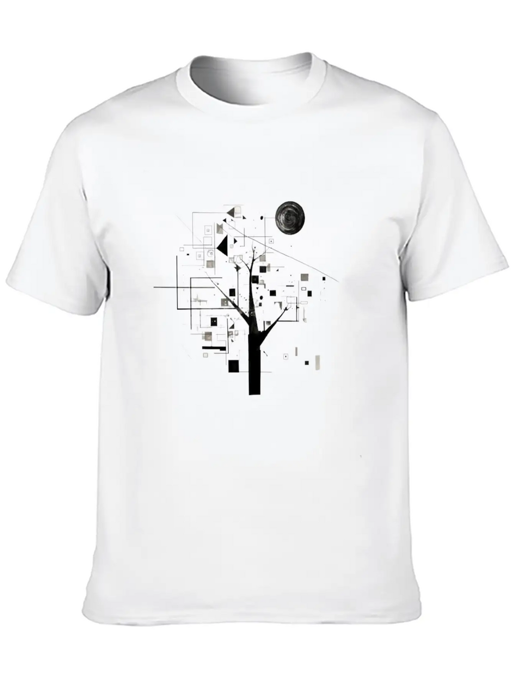 Geometric Tree Design Essential Cotton Tee For Daily Outfits – Unisex Style