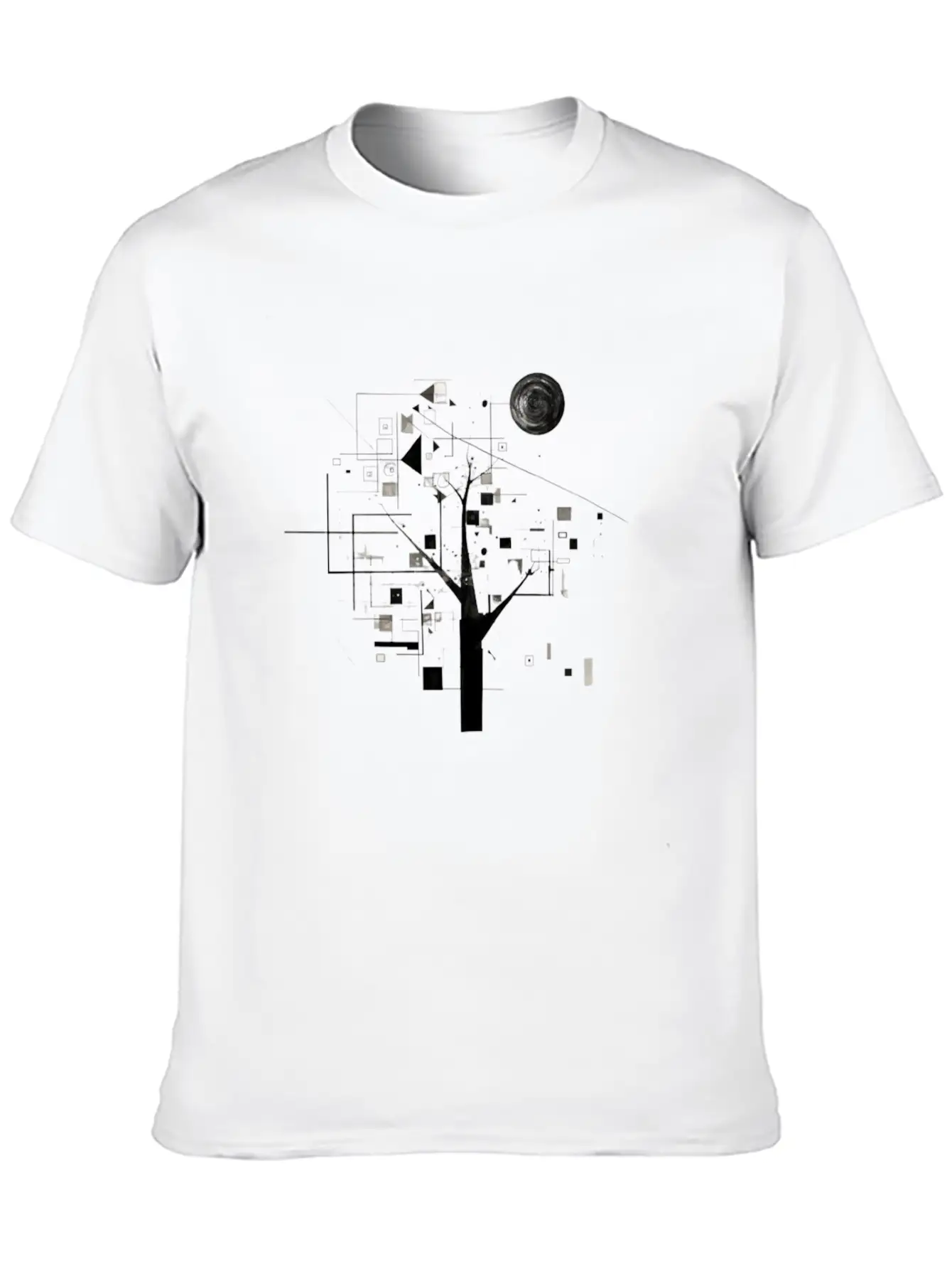 Geometric Tree Design Essential Cotton Tee For Daily Outfits – Unisex Style