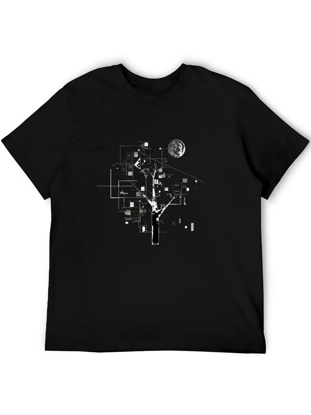 Geometric Tree Design Essential Cotton Tee For Daily Outfits – Unisex Style