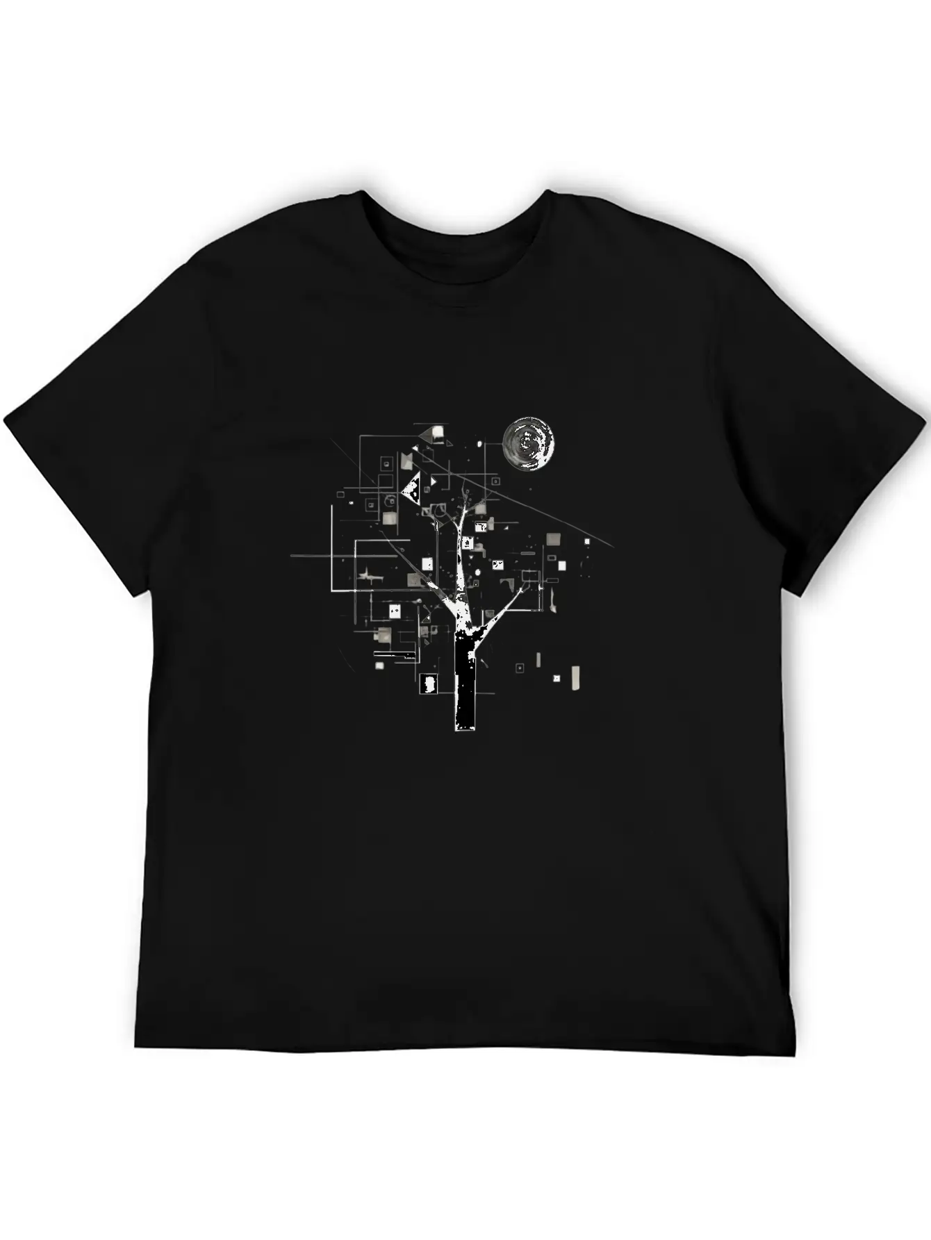Geometric Tree Design Essential Cotton Tee For Daily Outfits – Unisex Style