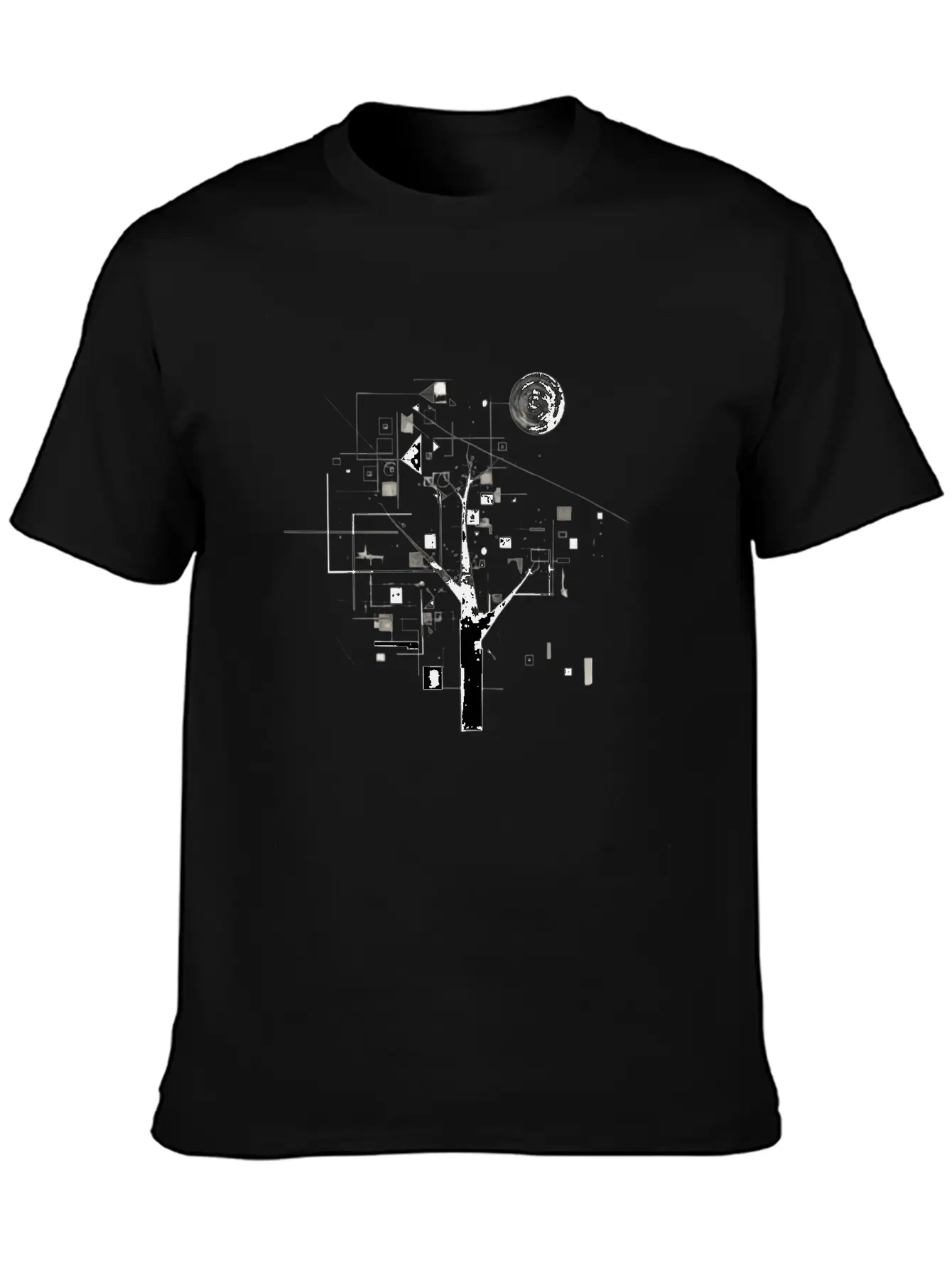 Geometric Tree Design Essential Cotton Tee For Daily Outfits – Unisex Style