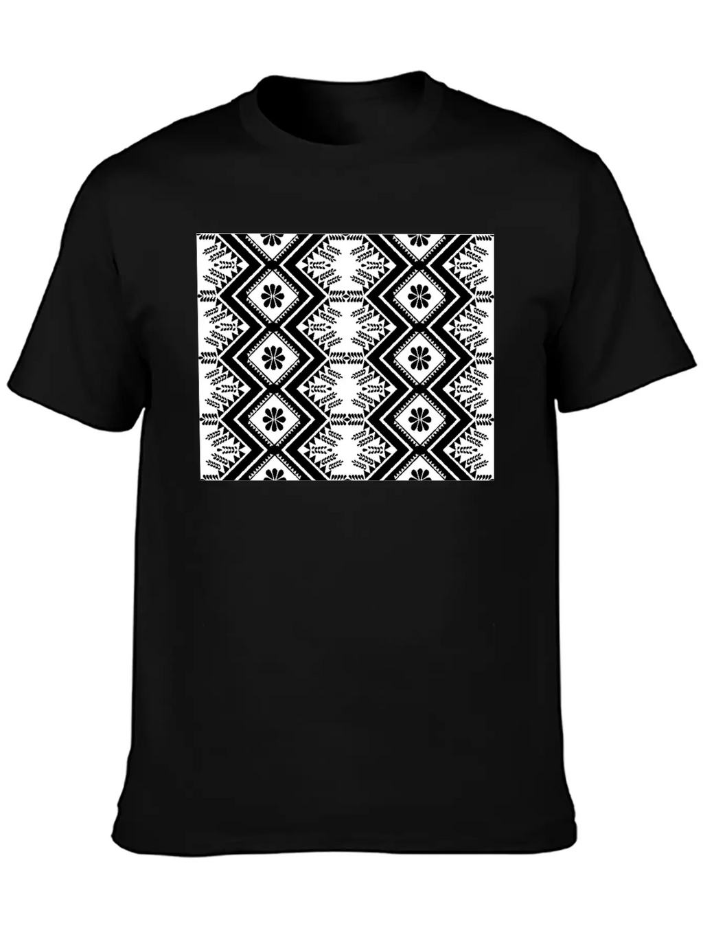 Geometric Tribal Black And White Stylish Everyday T-Shirt – Unisex Basic Cotton Tee