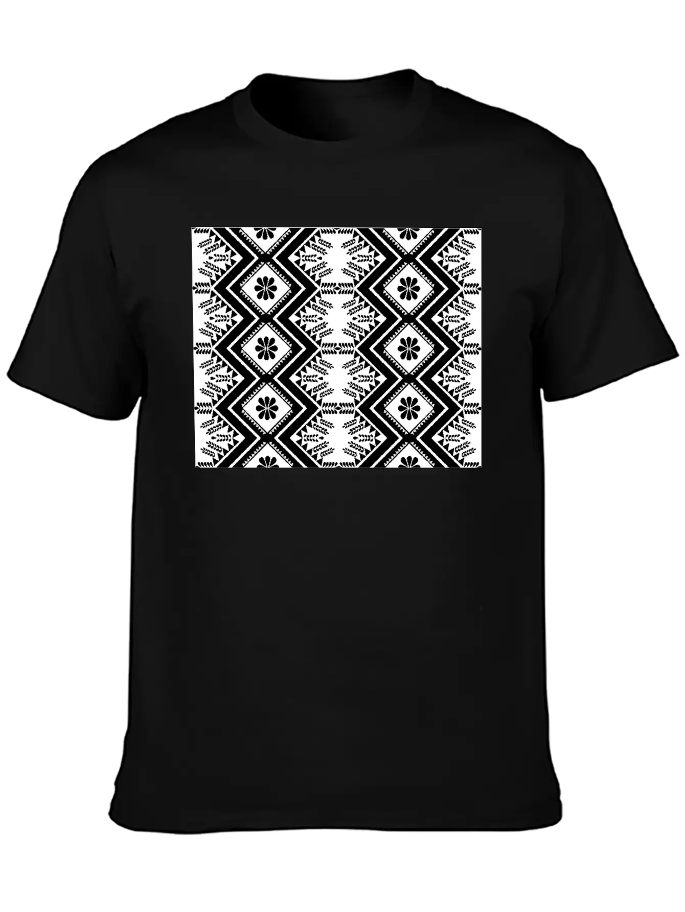 Geometric Tribal Black And White Stylish Everyday T-Shirt – Unisex Basic Cotton Tee