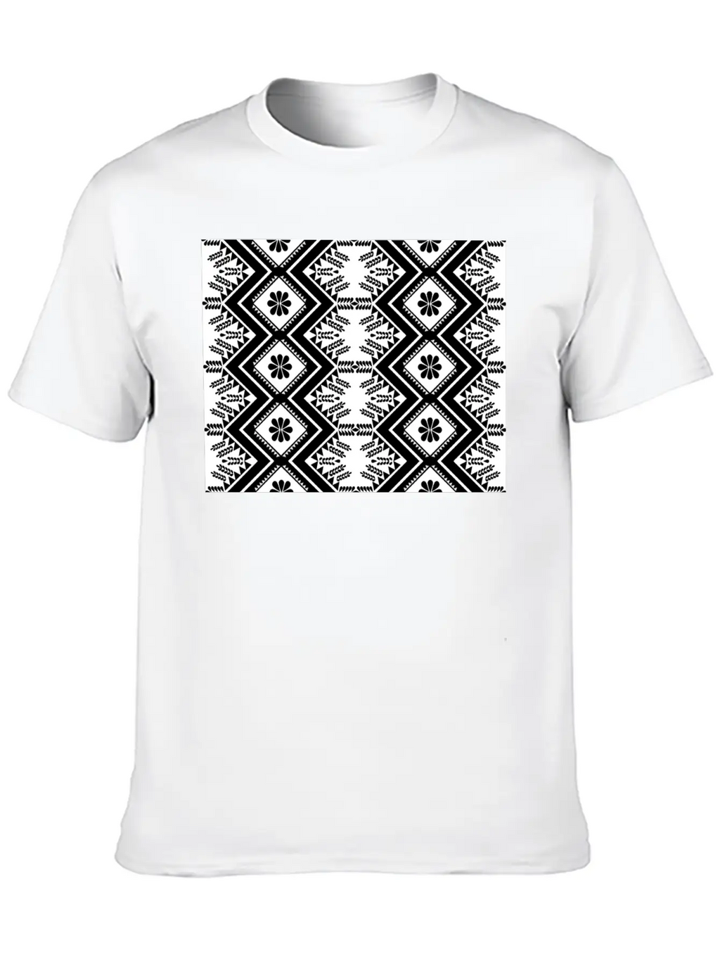 Geometric Tribal Black And White Stylish Everyday T-Shirt – Unisex Basic Cotton Tee