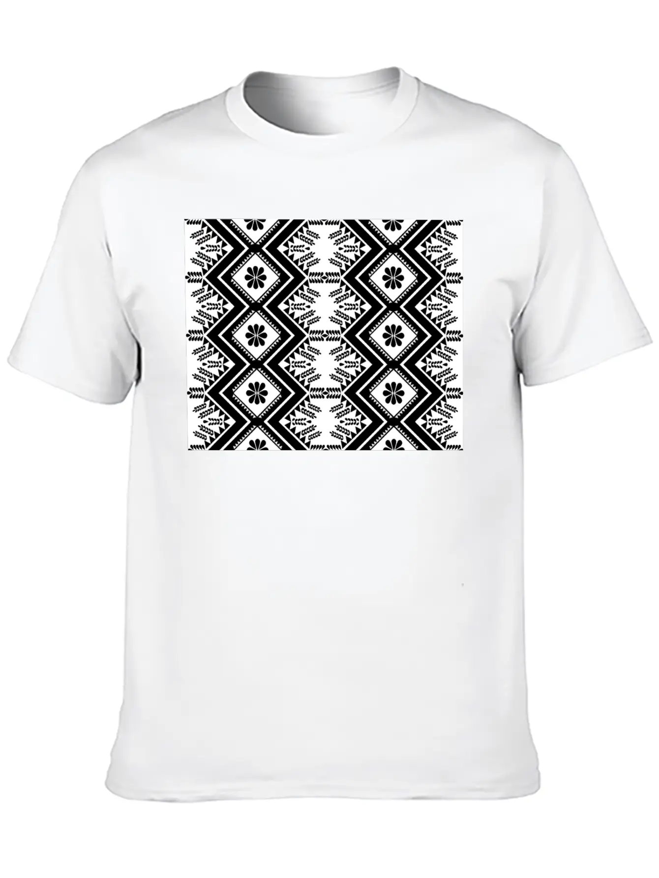 Geometric Tribal Black And White Stylish Everyday T-Shirt – Unisex Basic Cotton Tee