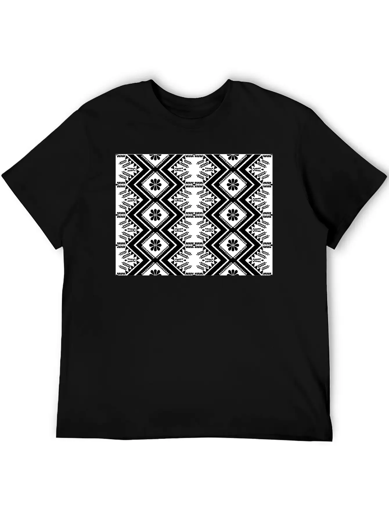 Geometric Tribal Black And White Stylish Everyday T-Shirt – Unisex Basic Cotton Tee