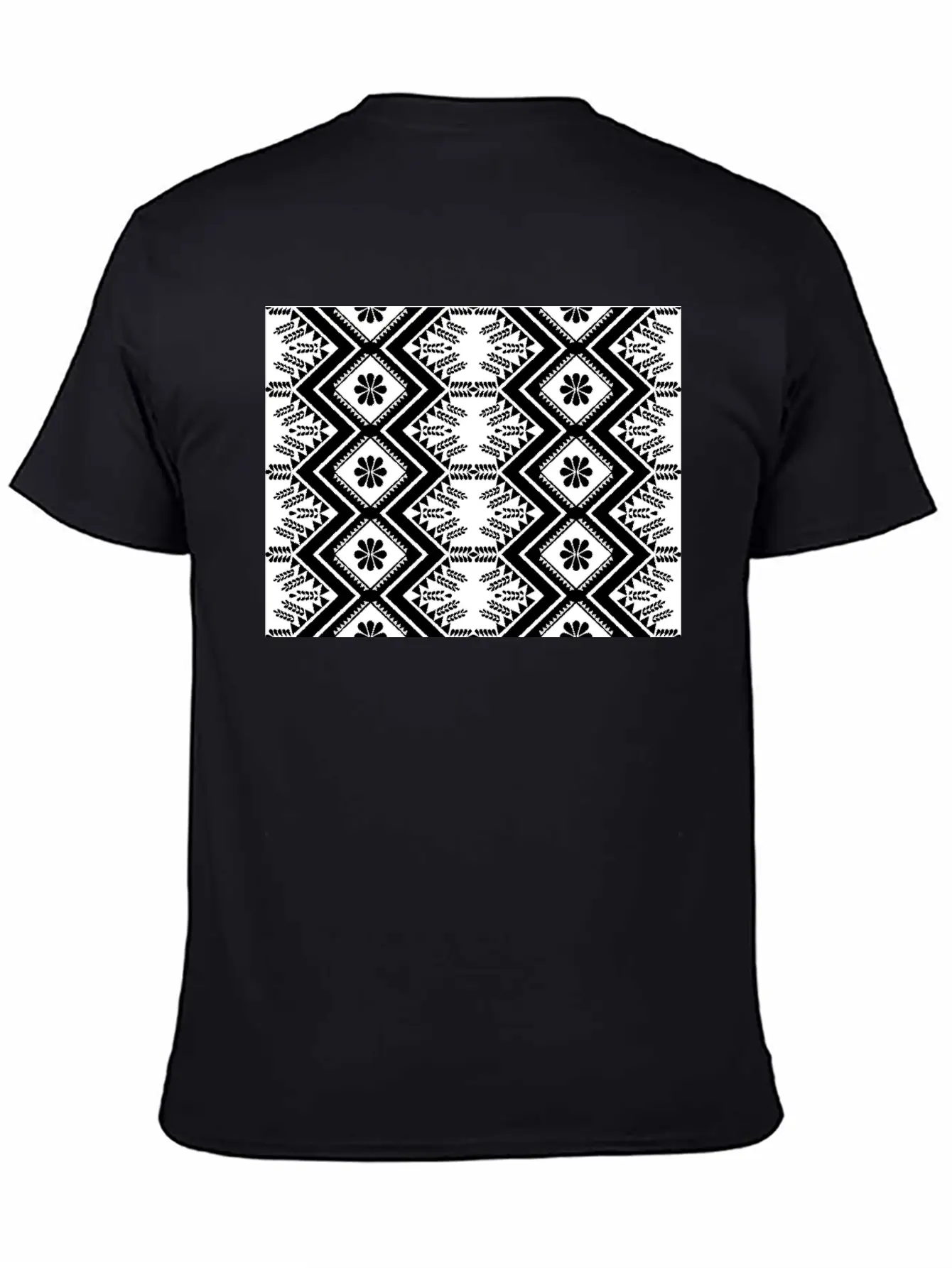 Geometric Tribal Black And White Stylish Everyday T-Shirt – Unisex Basic Cotton Tee
