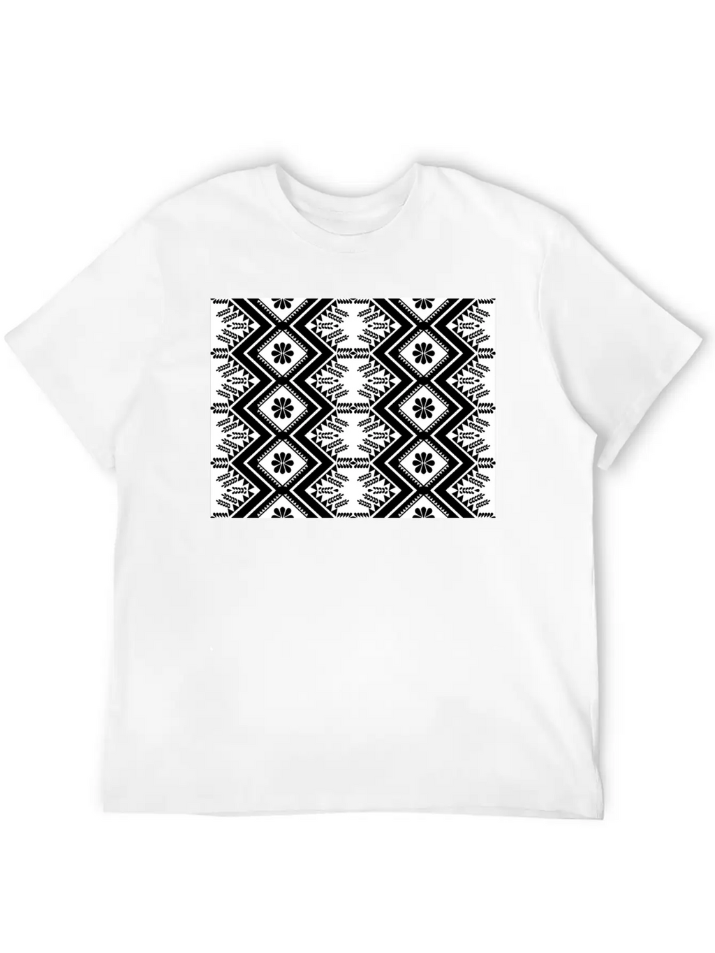 Geometric Tribal Black And White Stylish Everyday T-Shirt – Unisex Basic Cotton Tee
