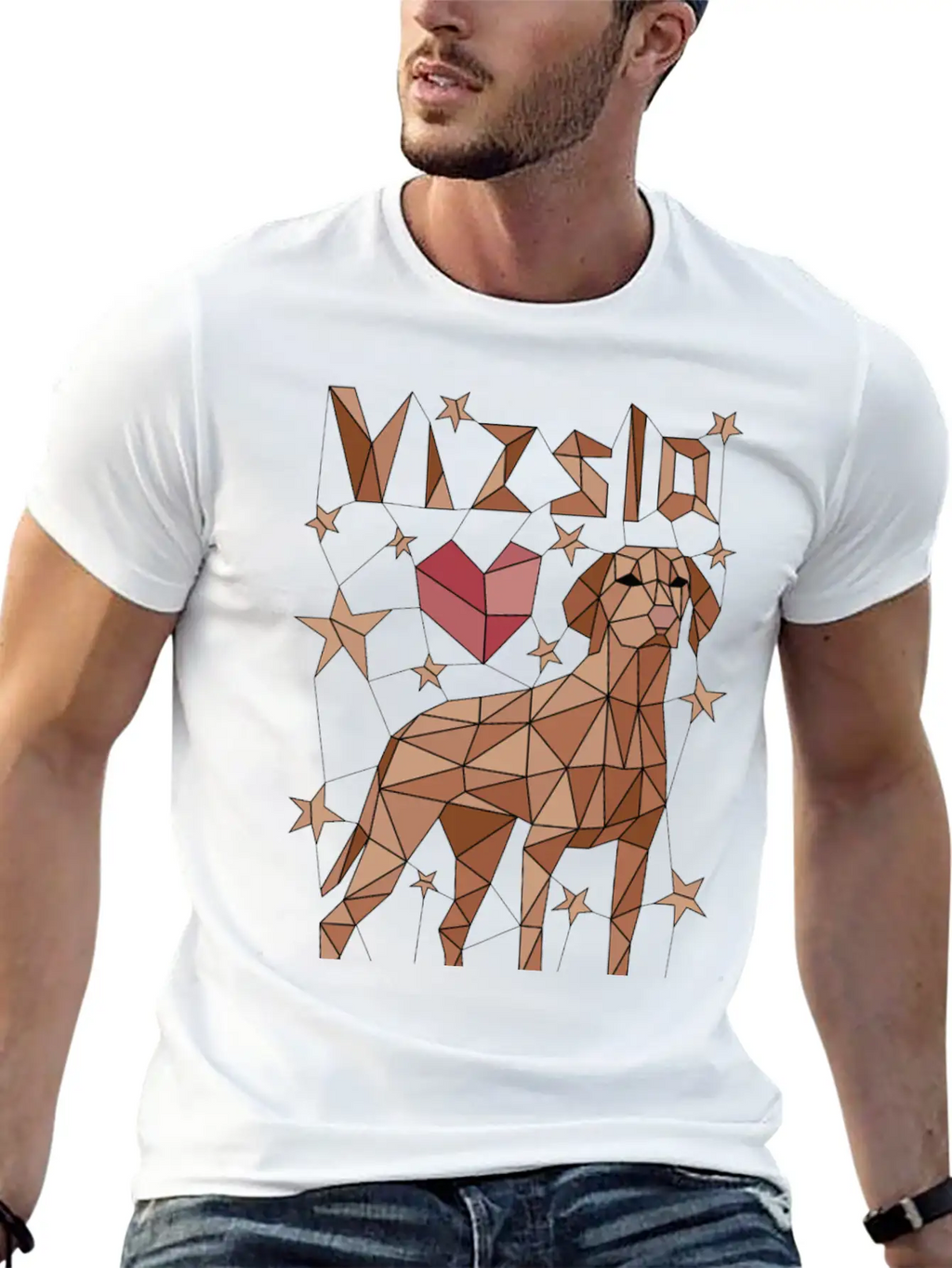 Geometric Vizsla Essential Cotton Tee For Daily Outfits – Unisex Style