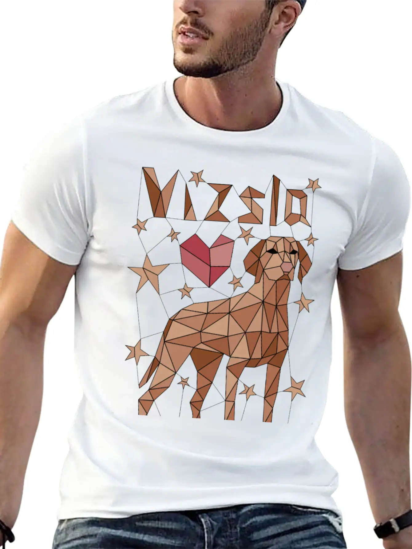 Geometric Vizsla Essential Cotton Tee For Daily Outfits – Unisex Style