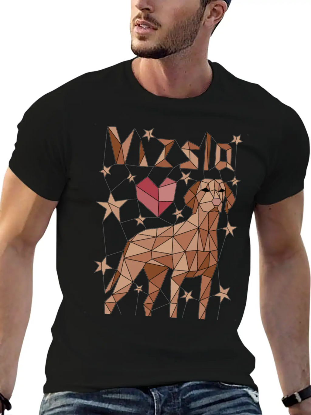 Geometric Vizsla Essential Cotton Tee For Daily Outfits – Unisex Style