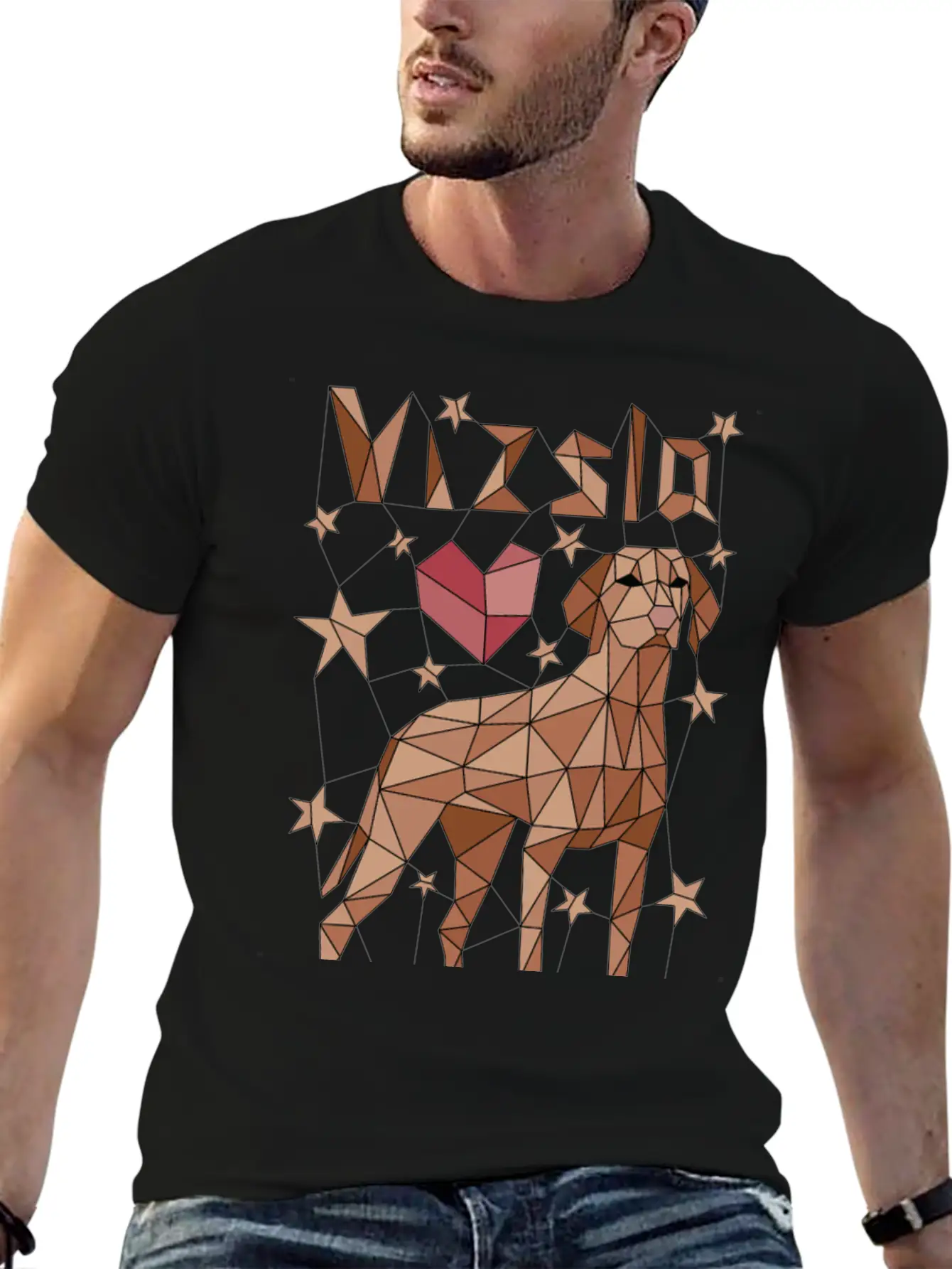 Geometric Vizsla Essential Cotton Tee For Daily Outfits – Unisex Style