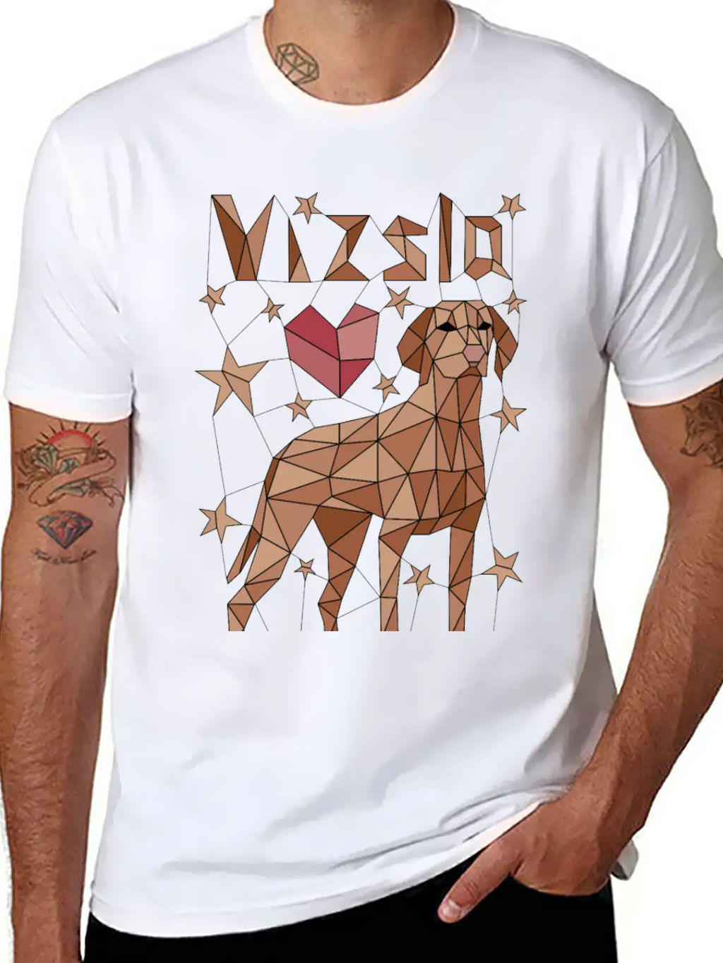 Geometric Vizsla Essential Cotton Tee For Daily Outfits – Unisex Style