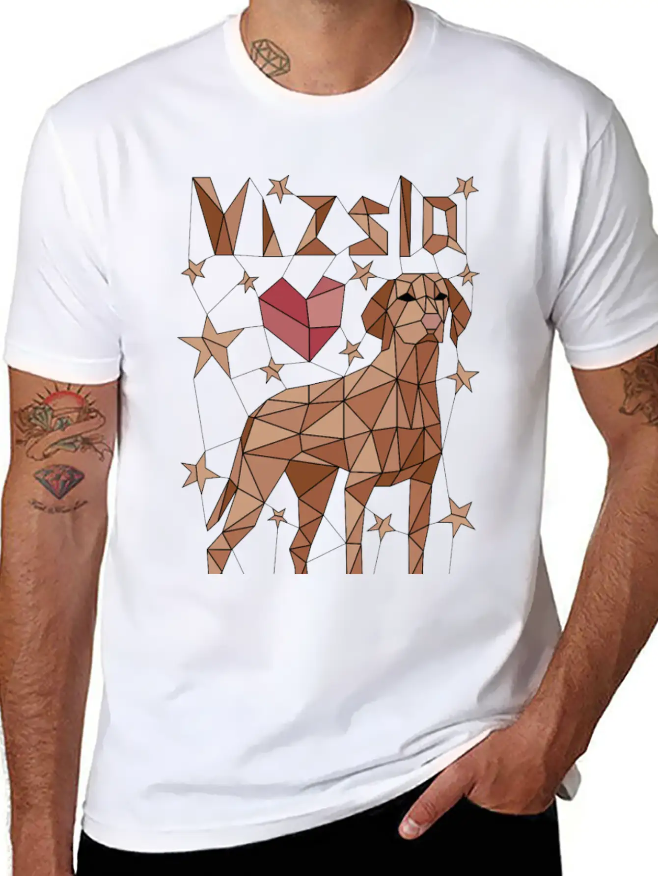 Geometric Vizsla Essential Cotton Tee For Daily Outfits – Unisex Style