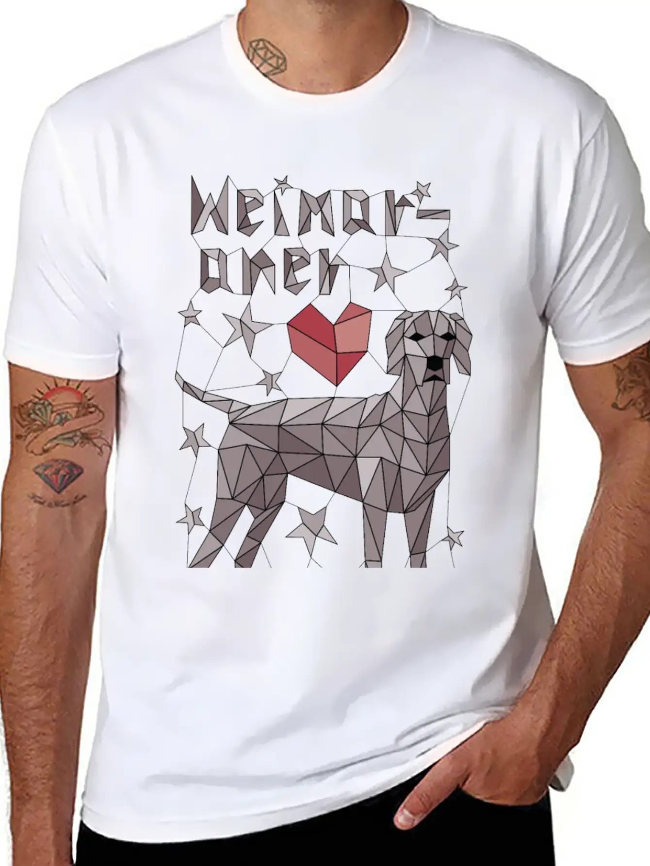 Geometric Weimaraner Breathable Graphic T-Shirt – Perfect For Casual Days