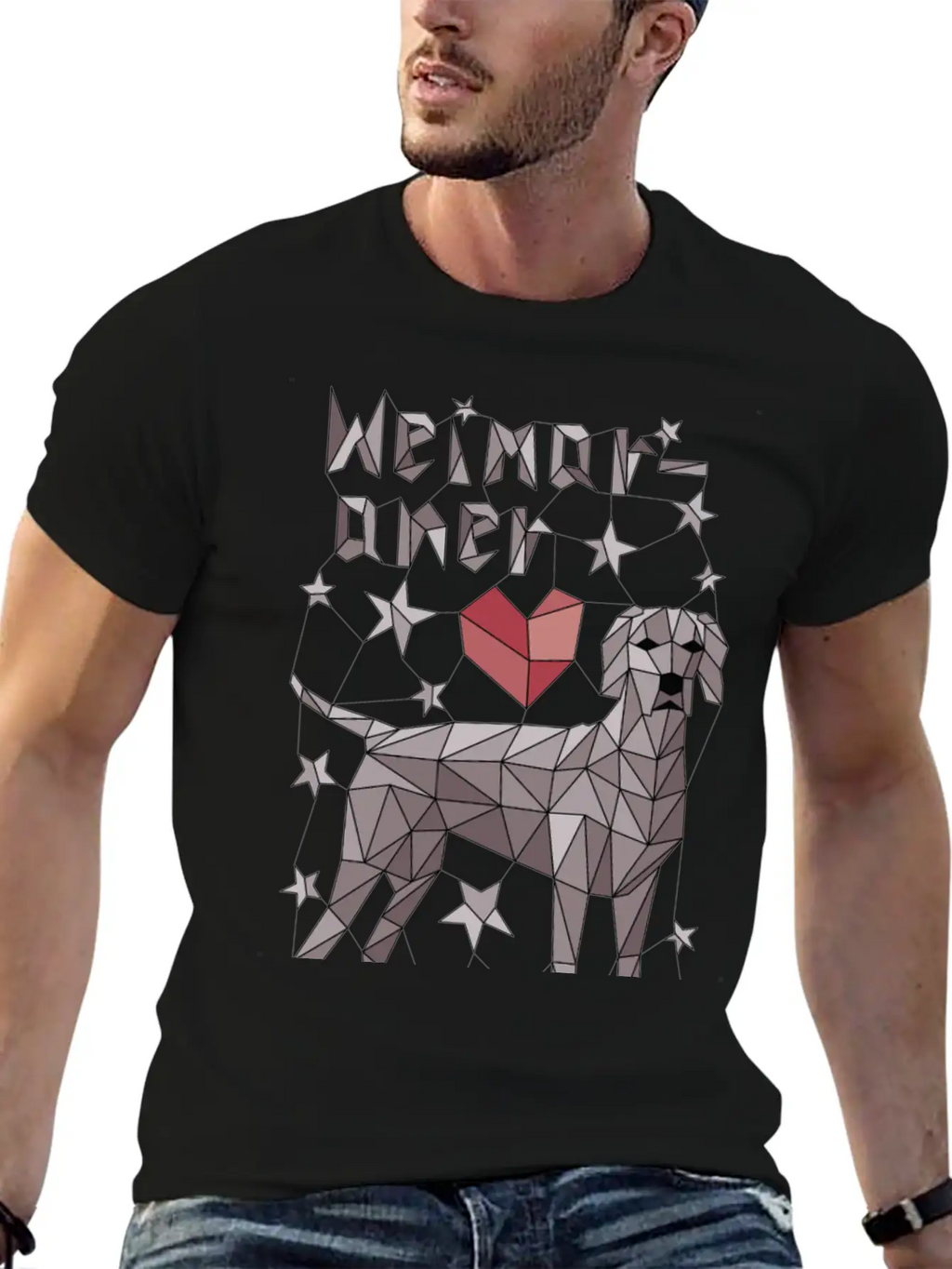 Geometric Weimaraner Breathable Graphic T-Shirt – Perfect For Casual Days