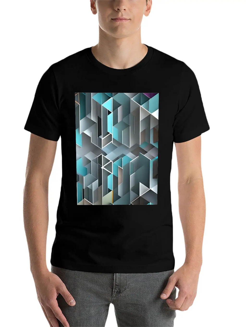 Geometrical Pattern Essential Cotton Tee For Daily Outfits – Unisex Style