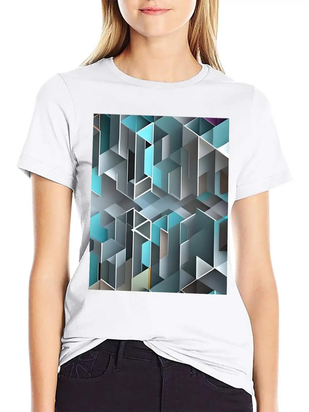 Geometrical Pattern Essential Cotton Tee For Daily Outfits – Unisex Style