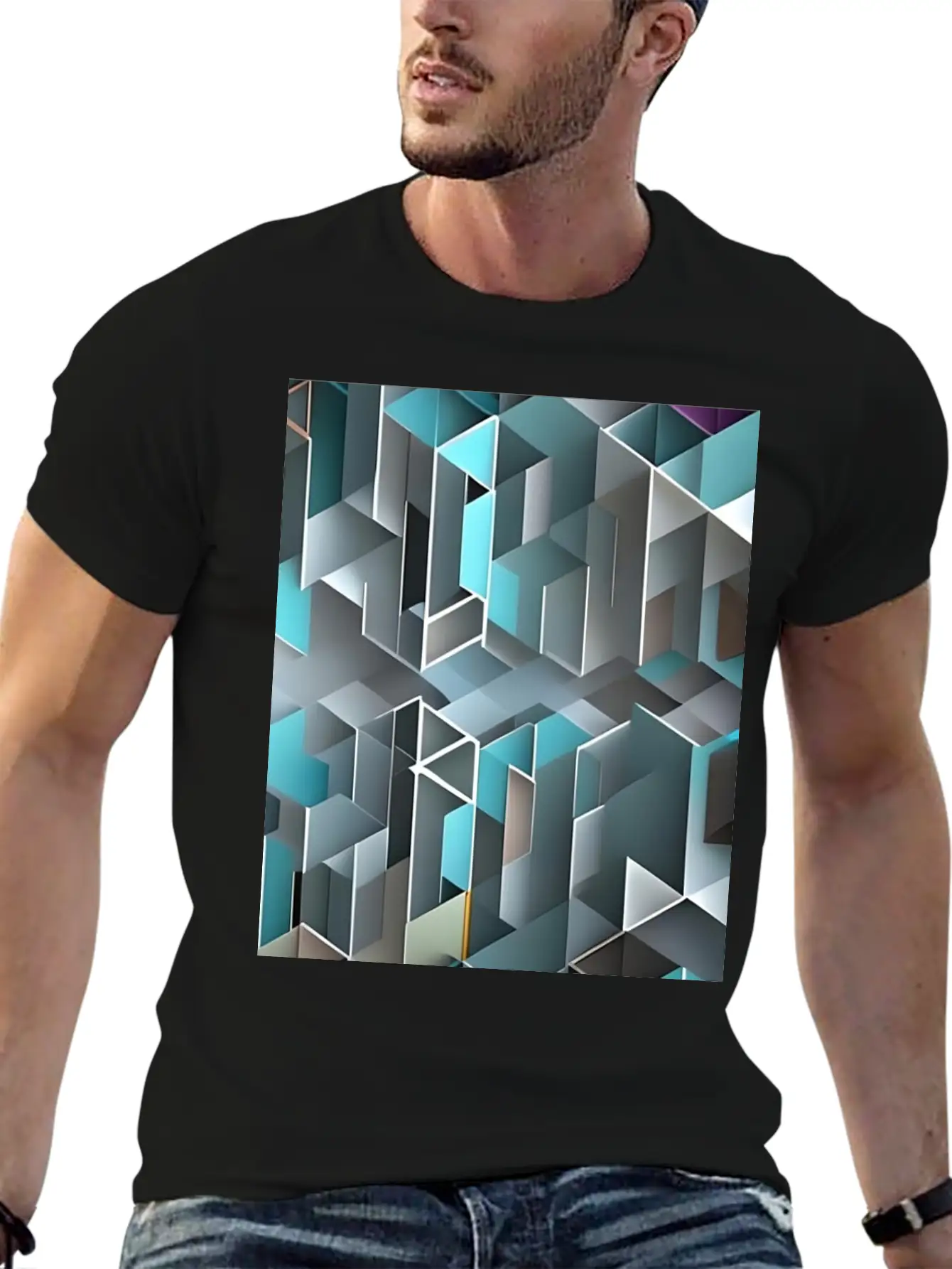 Geometrical Pattern Essential Cotton Tee For Daily Outfits – Unisex Style