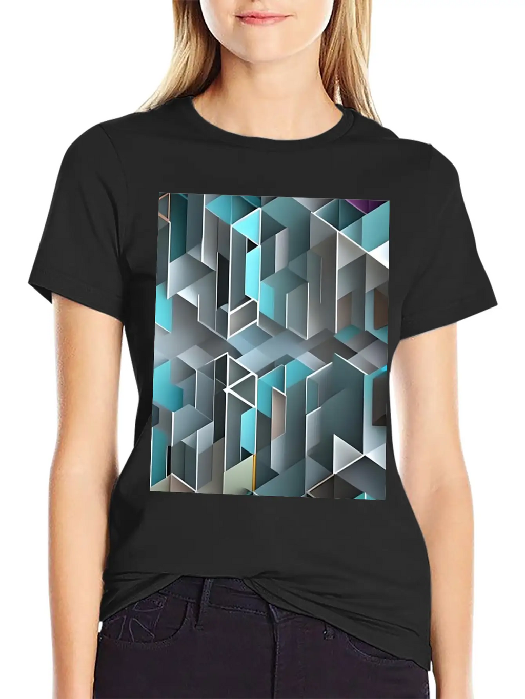 Geometrical Pattern Essential Cotton Tee For Daily Outfits – Unisex Style