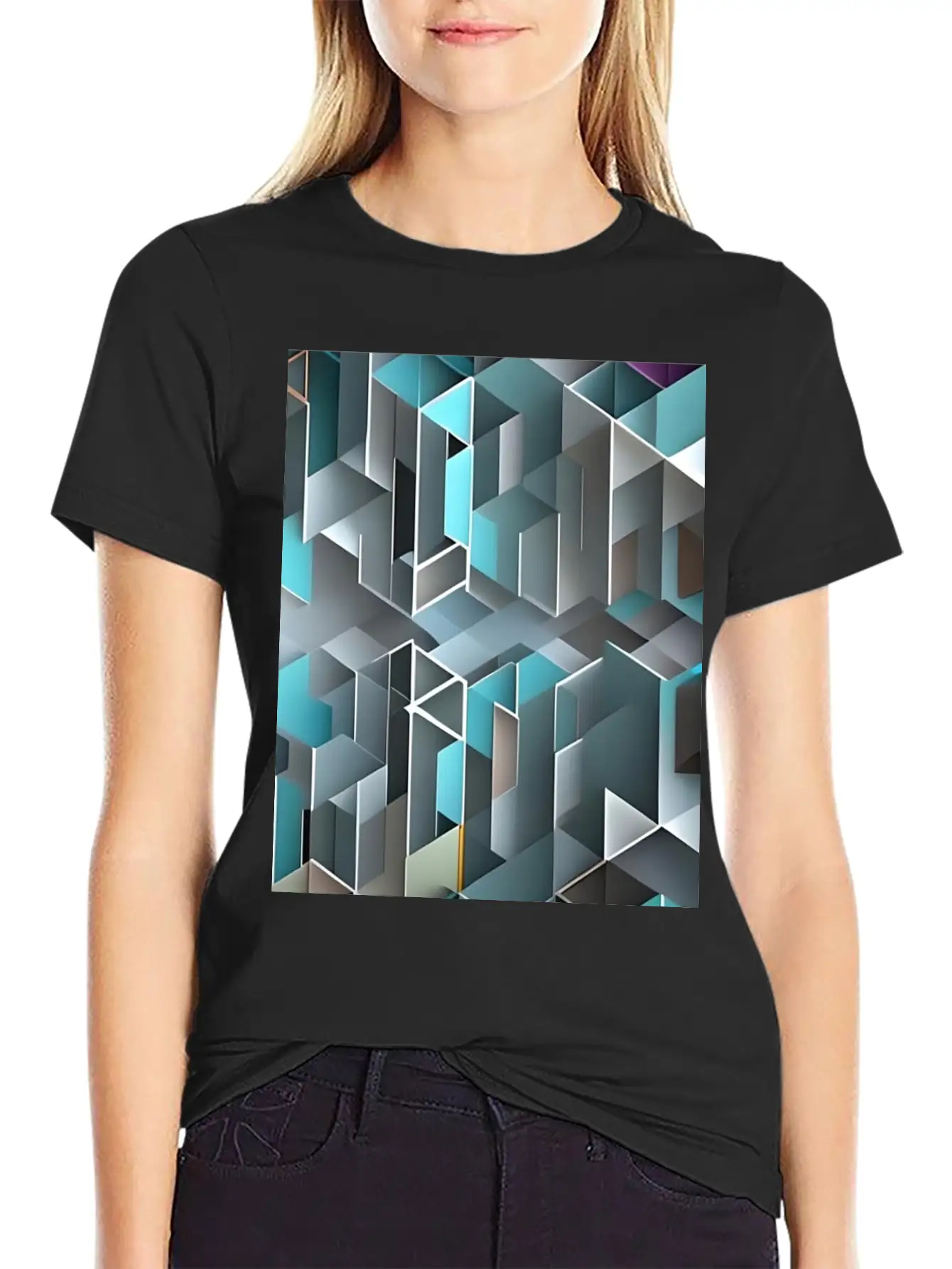 Geometrical Pattern Essential Cotton Tee For Daily Outfits – Unisex Style