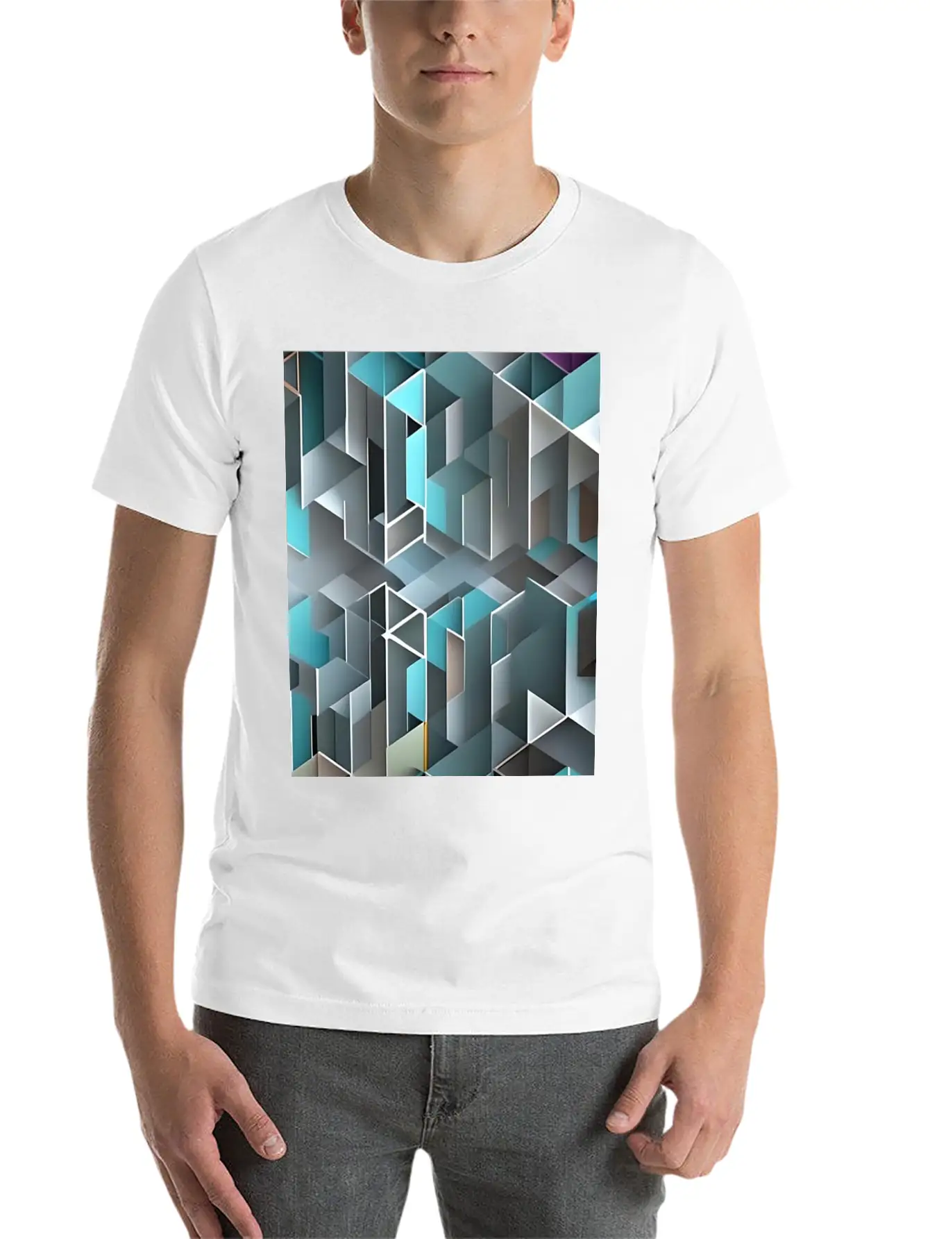 Geometrical Pattern Essential Cotton Tee For Daily Outfits – Unisex Style