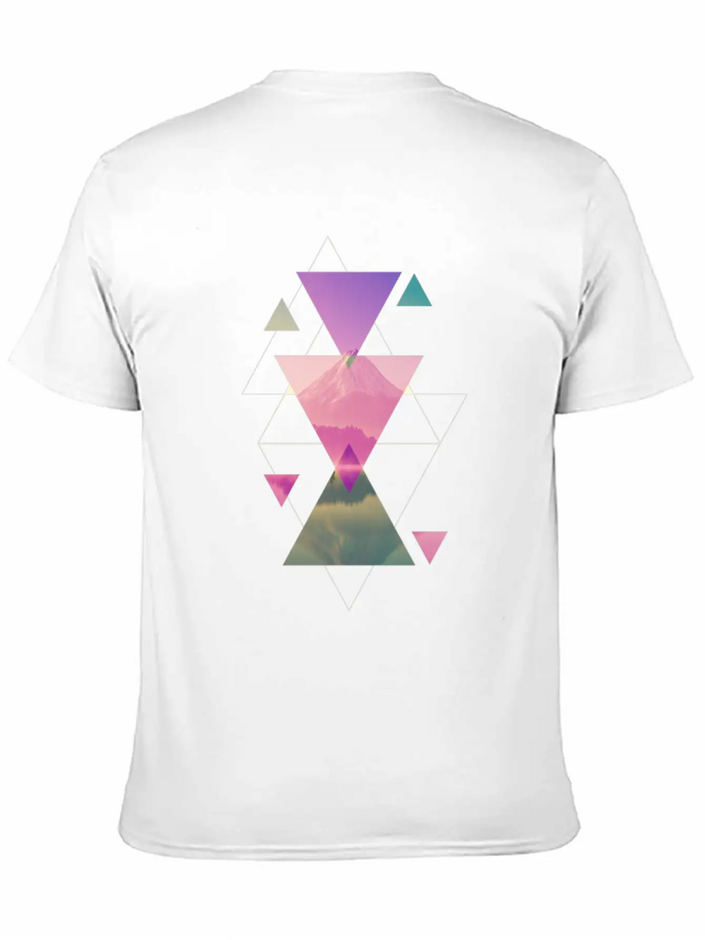 Geometry Triangles - Forest Nature Sunset Unisex Casual T-Shirt – Clean Design For Daily Comfort