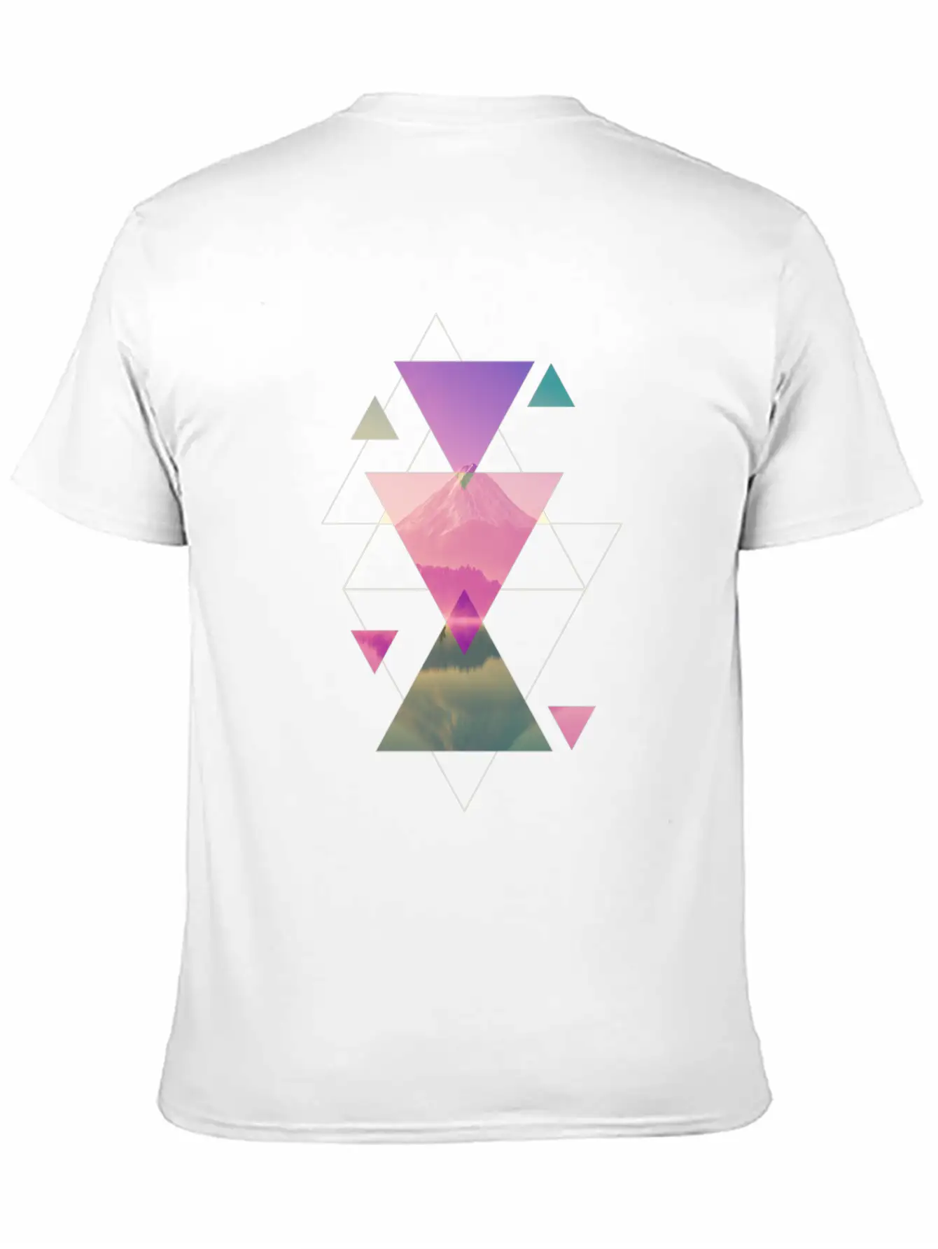 Geometry Triangles - Forest Nature Sunset Unisex Casual T-Shirt – Clean Design For Daily Comfort
