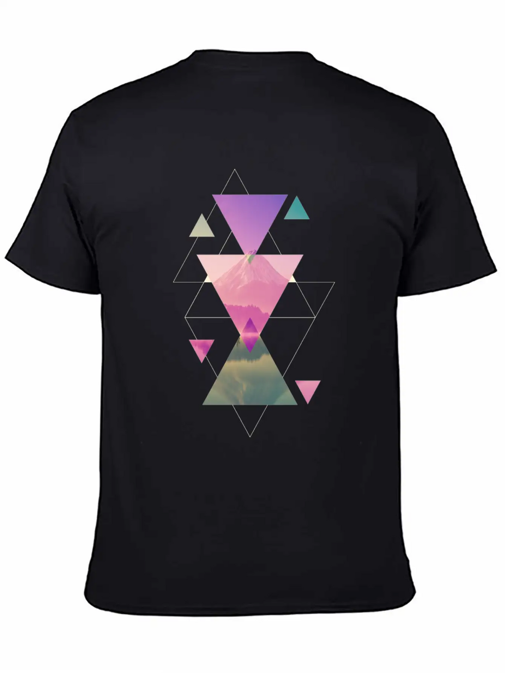 Geometry Triangles - Forest Nature Sunset Unisex Casual T-Shirt – Clean Design For Daily Comfort