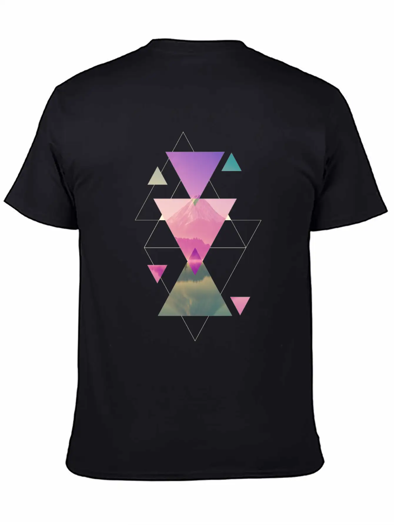 Geometry Triangles - Forest Nature Sunset Unisex Casual T-Shirt – Clean Design For Daily Comfort