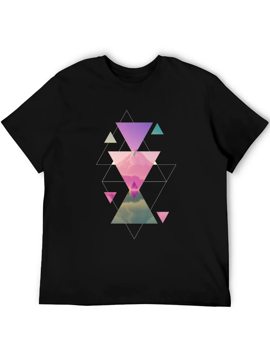 Geometry Triangles - Forest Nature Sunset Unisex Casual T-Shirt – Clean Design For Daily Comfort