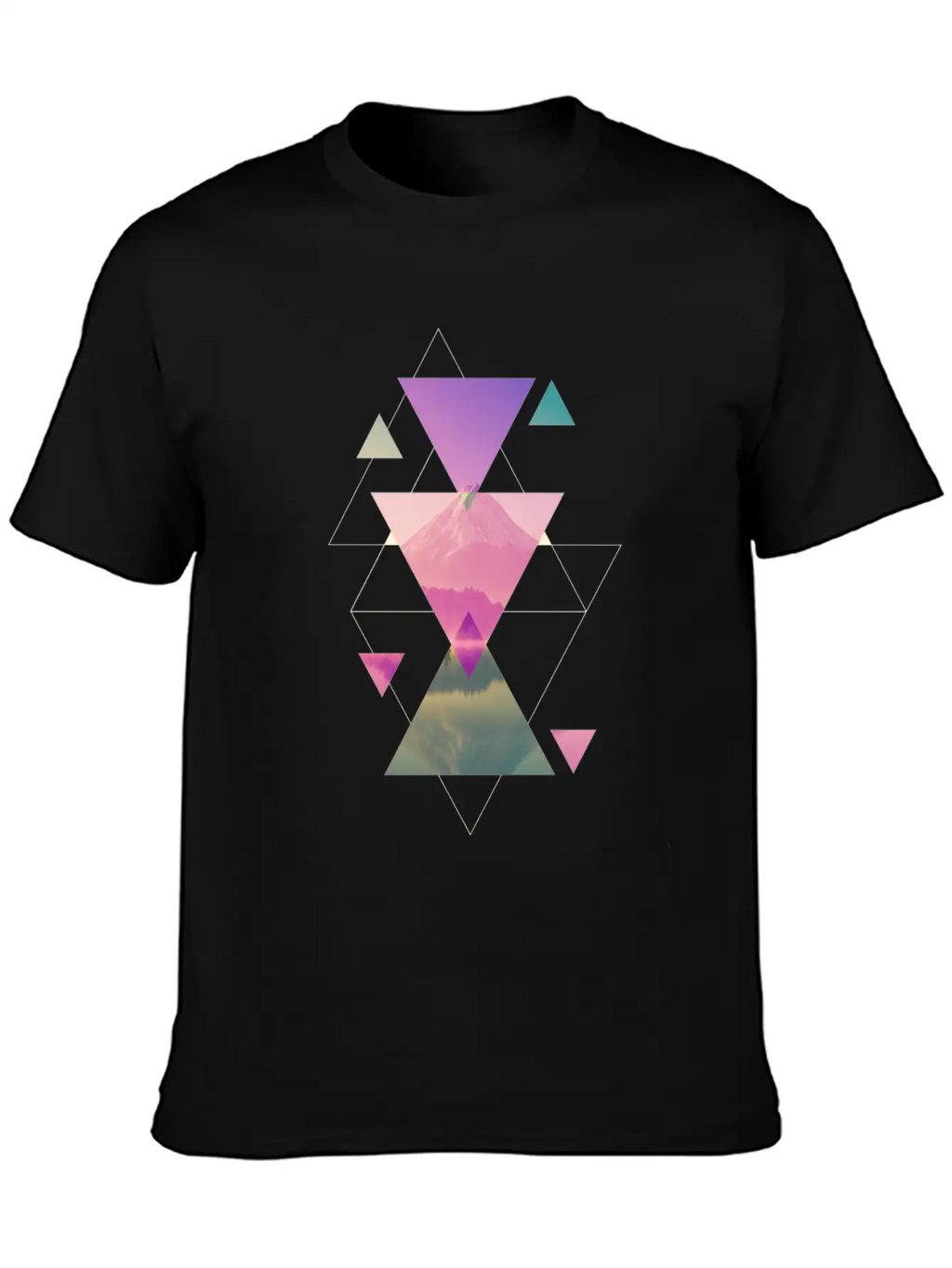 Geometry Triangles - Forest Nature Sunset Unisex Casual T-Shirt – Clean Design For Daily Comfort