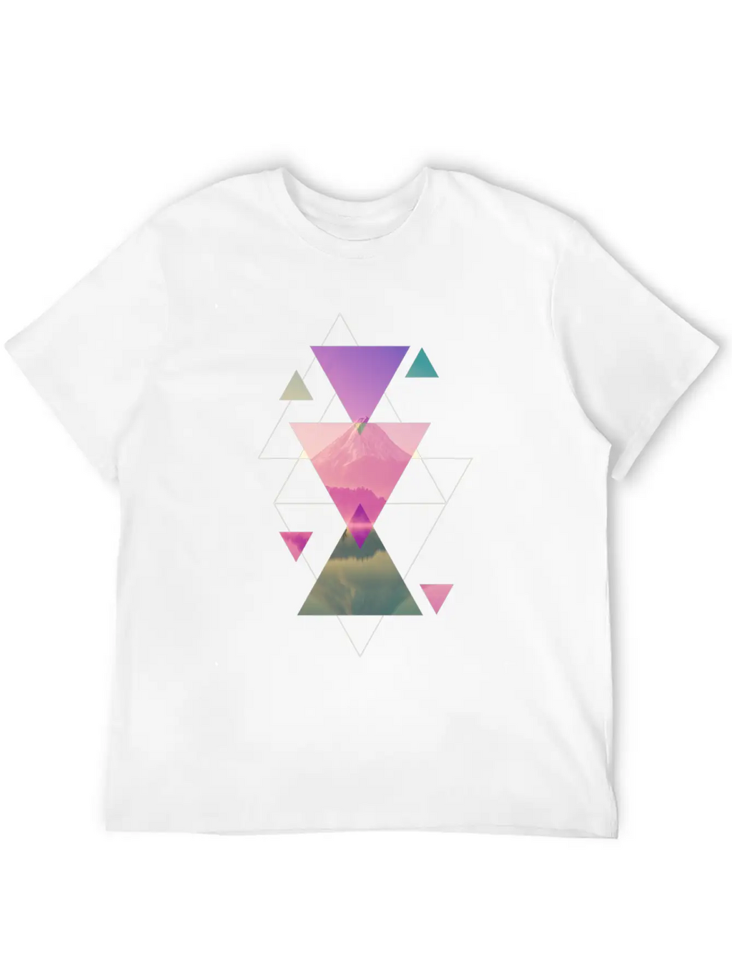 Geometry Triangles - Forest Nature Sunset Unisex Casual T-Shirt – Clean Design For Daily Comfort