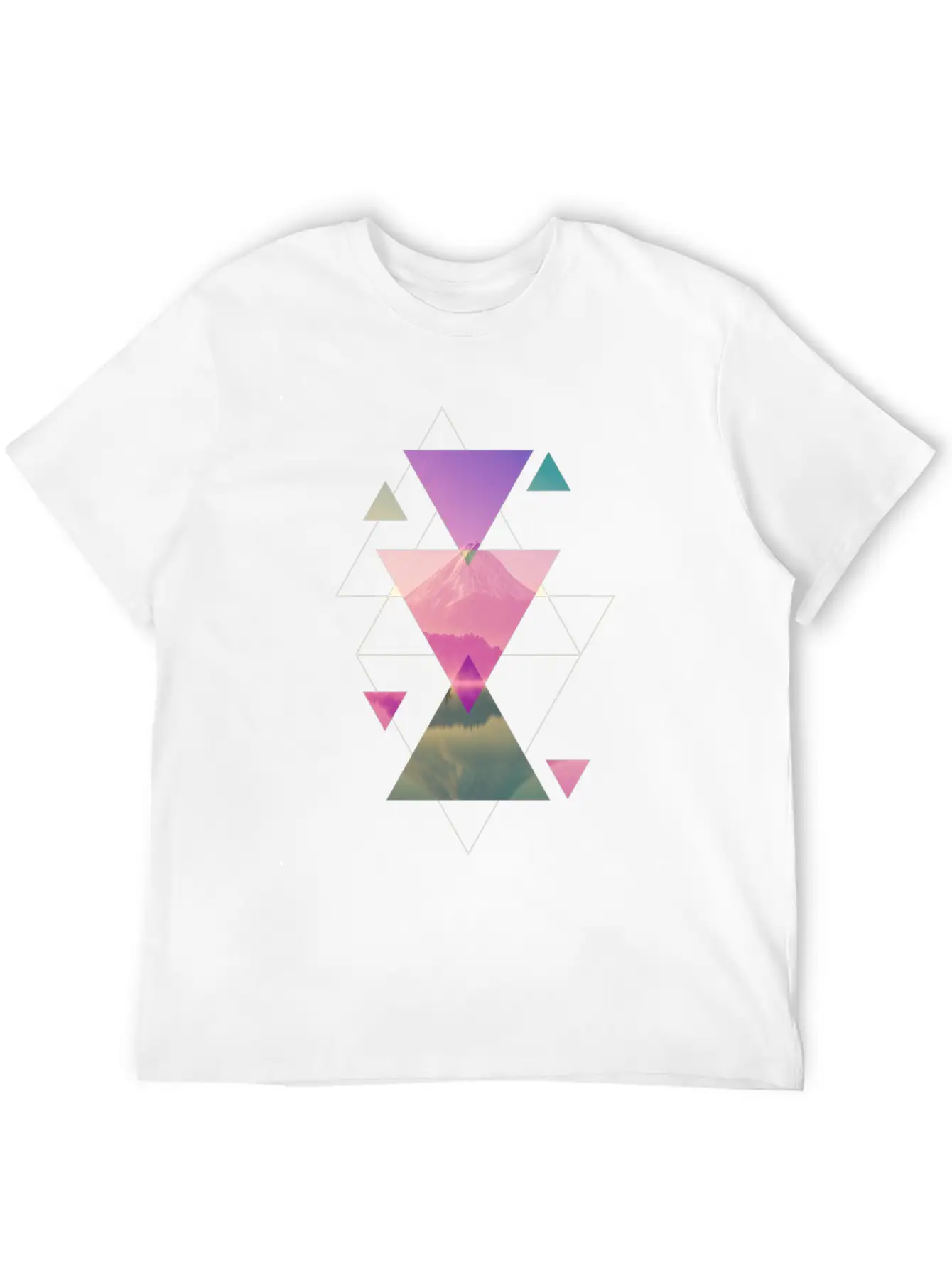 Geometry Triangles - Forest Nature Sunset Unisex Casual T-Shirt – Clean Design For Daily Comfort
