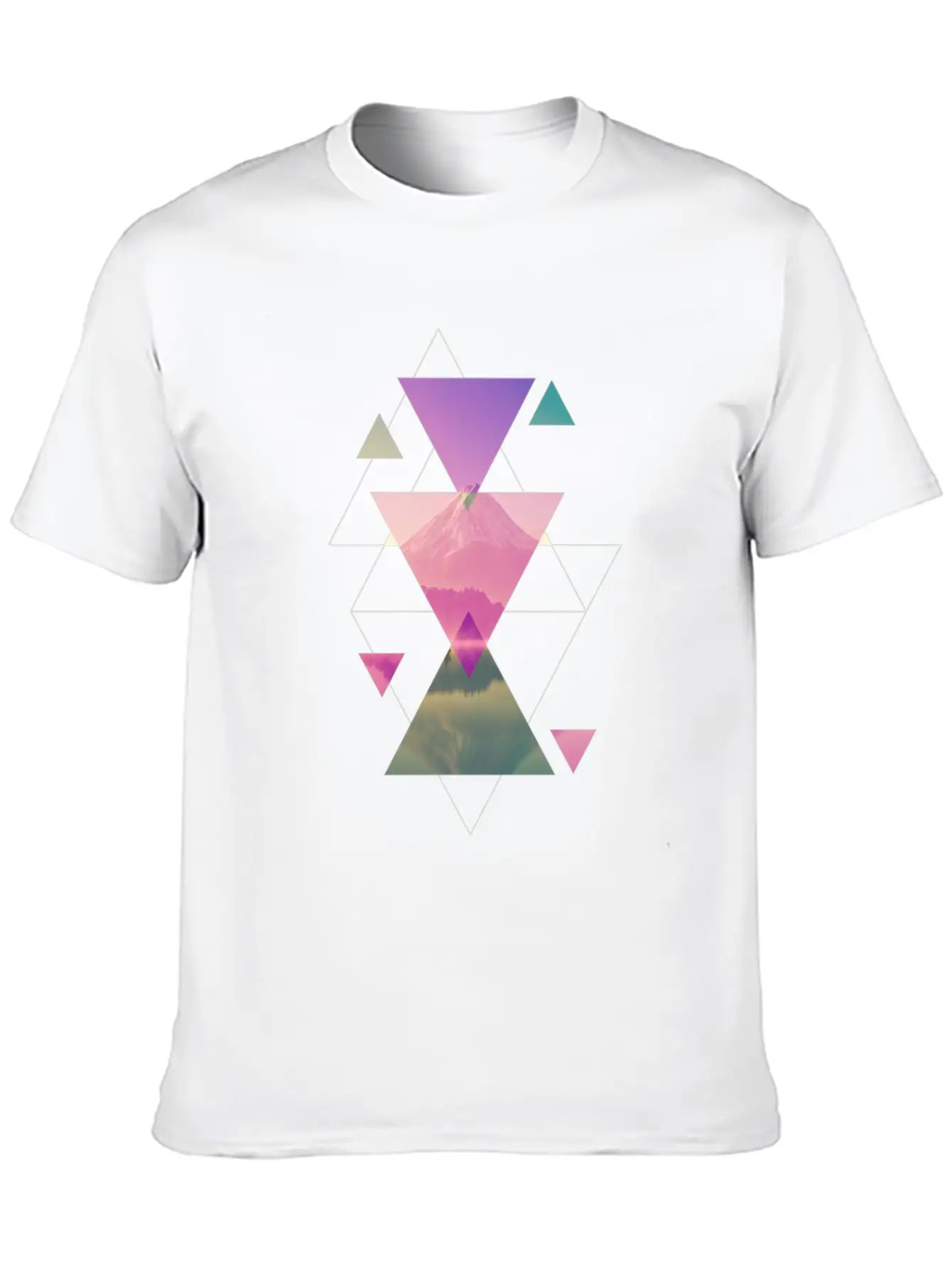 Geometry Triangles - Forest Nature Sunset Unisex Casual T-Shirt – Clean Design For Daily Comfort