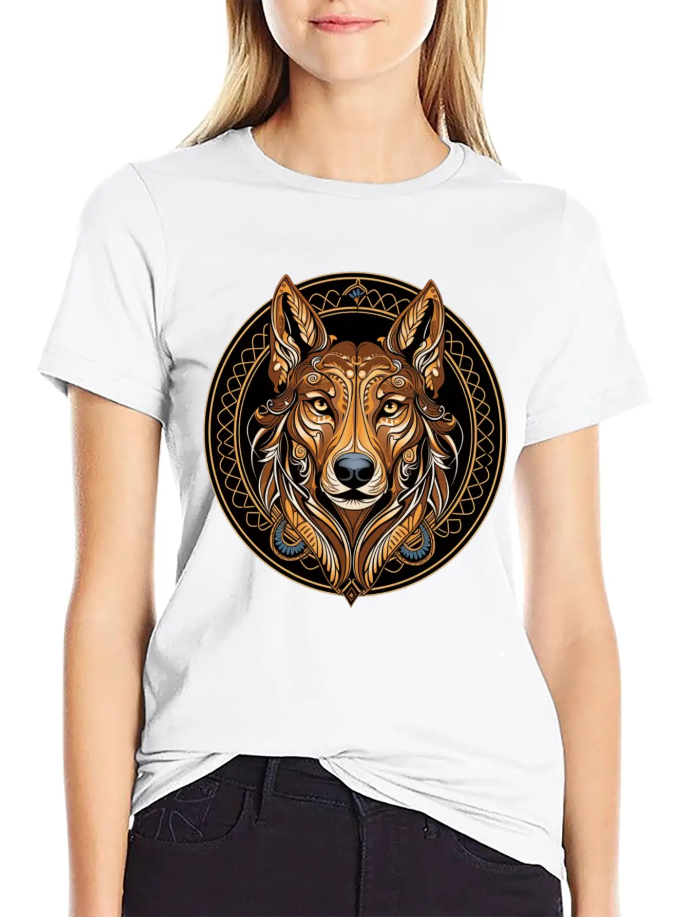 German Shepherd Funny Dog Art Nouveau Love Pet Mom Breathable Graphic T-Shirt – Perfect For Casual Days