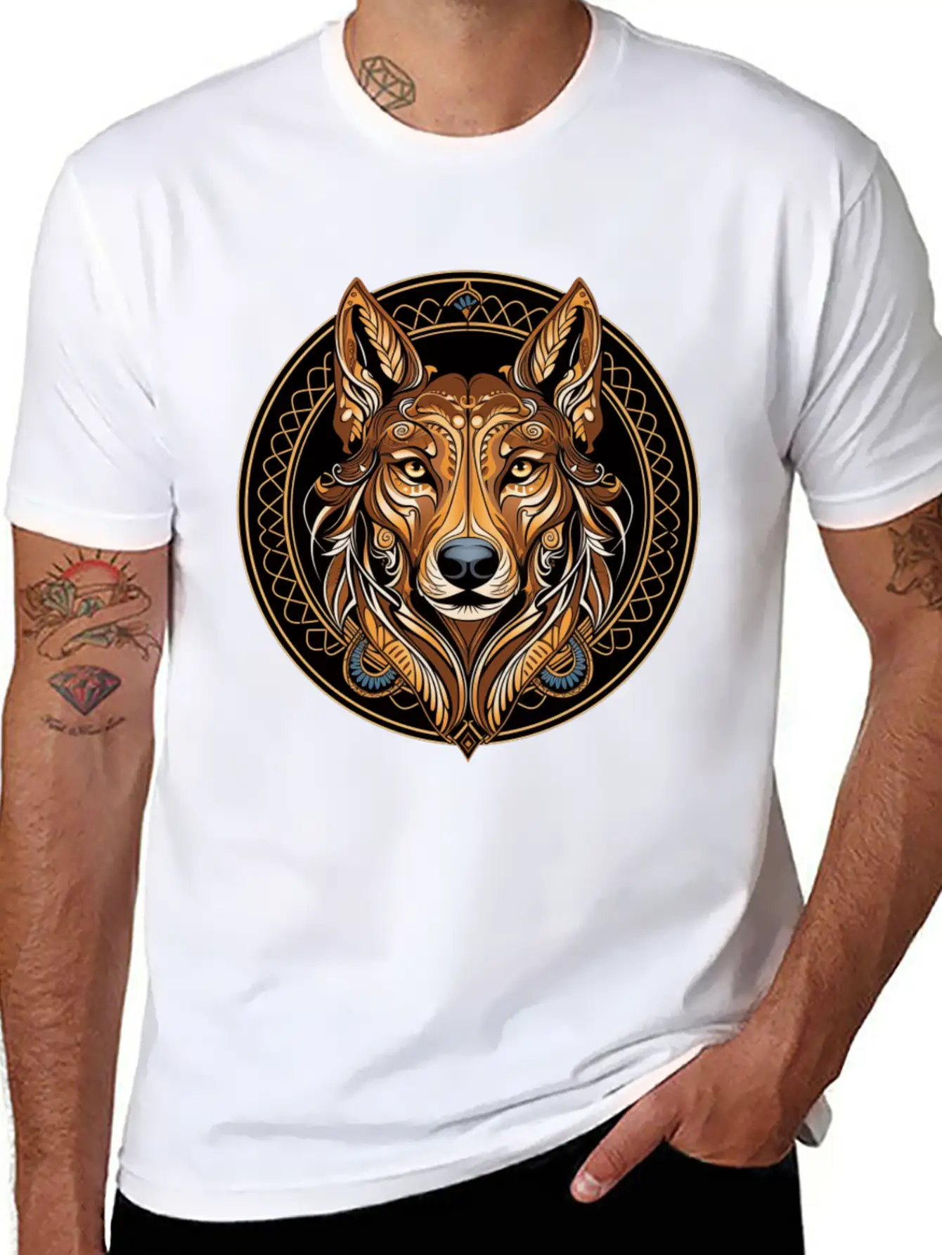 German Shepherd Funny Dog Art Nouveau Love Pet Mom Breathable Graphic T-Shirt – Perfect For Casual Days